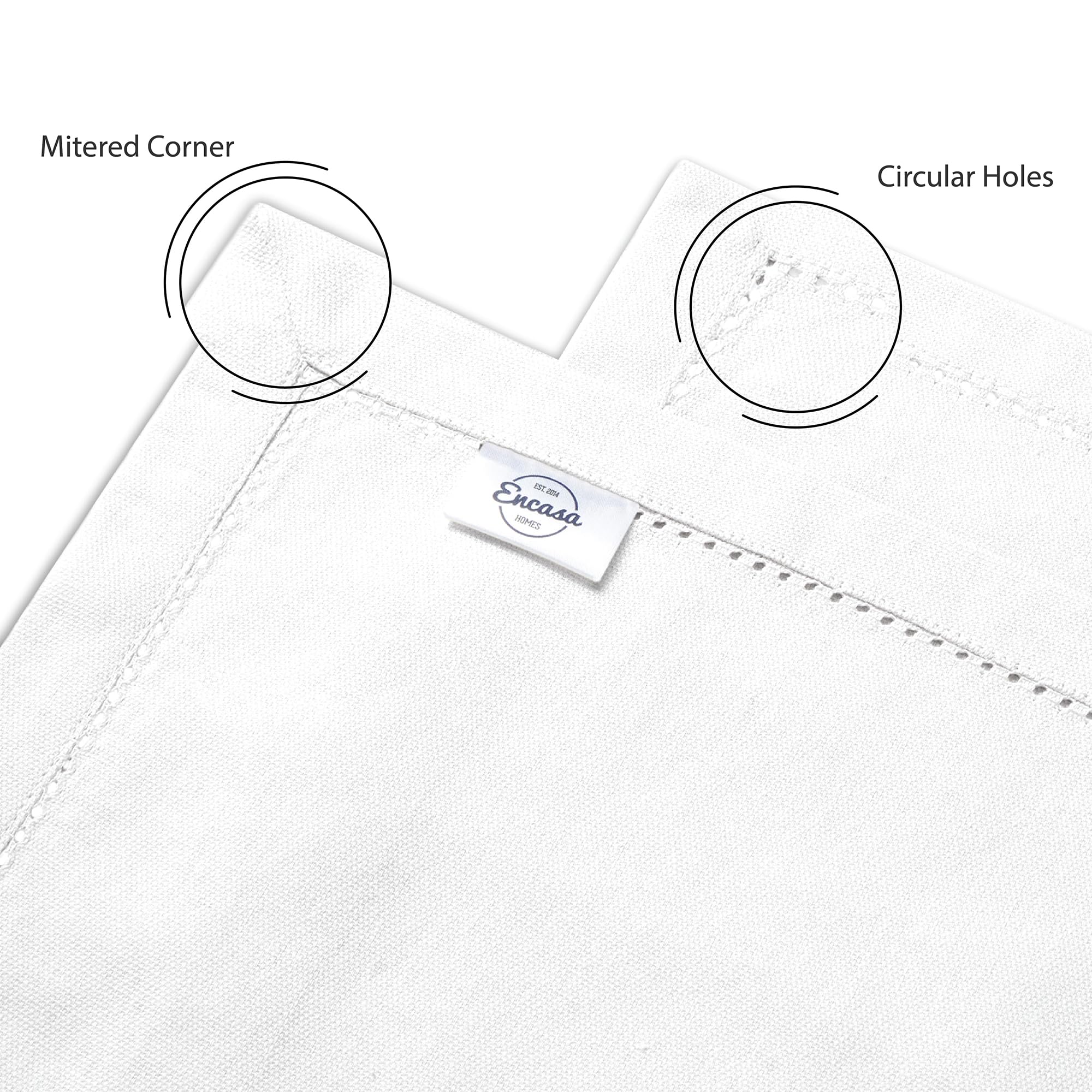 Encasa Xo Cloth Napkins Set Of 4 | Pure Cotton Hemstitched Design | White | Square 17''X17'' | Dining Table Napkins - Machine Wa