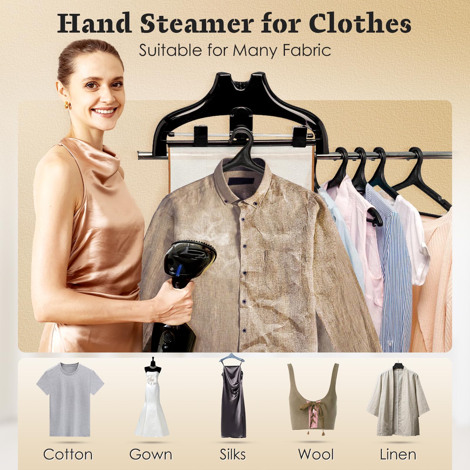 Steamer For Clothes Handheld Steam Iron, 1800W Steam Fabric Wrinkles Remover With 25S Fast Heat-Up 300Ml Water Tank - Portable S