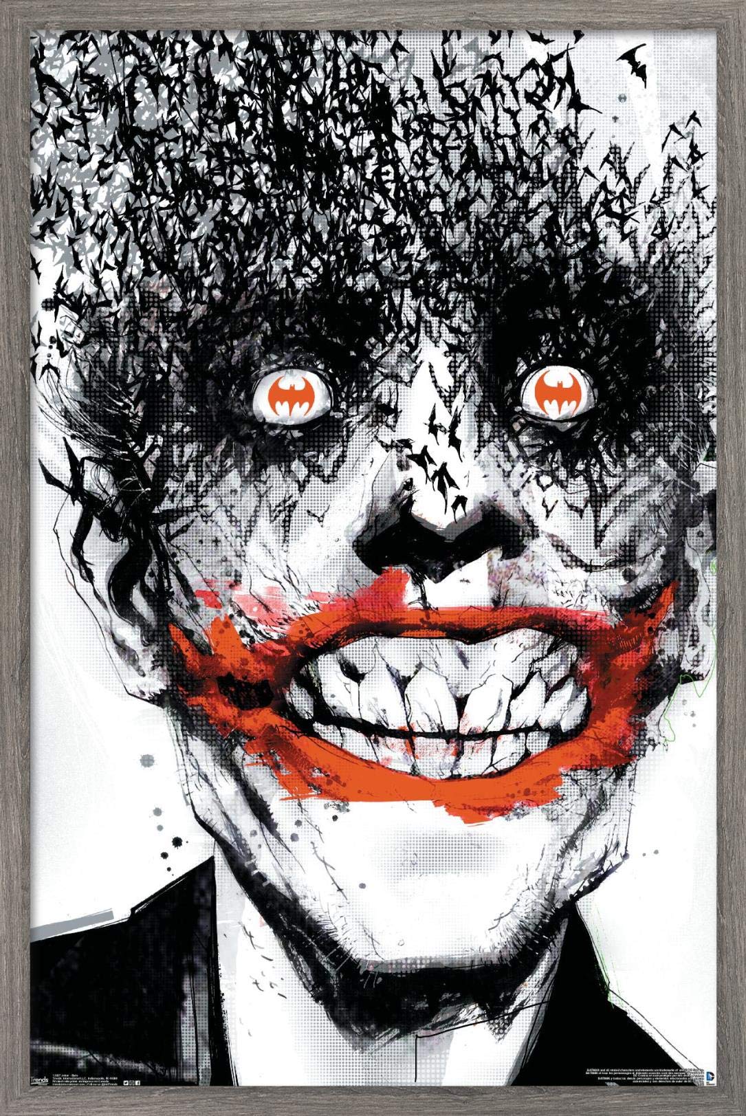 Trends International Dc Comics - The Joker - Bats Wall Poster, 22.375'' X 34'', Barnwood Framed Version