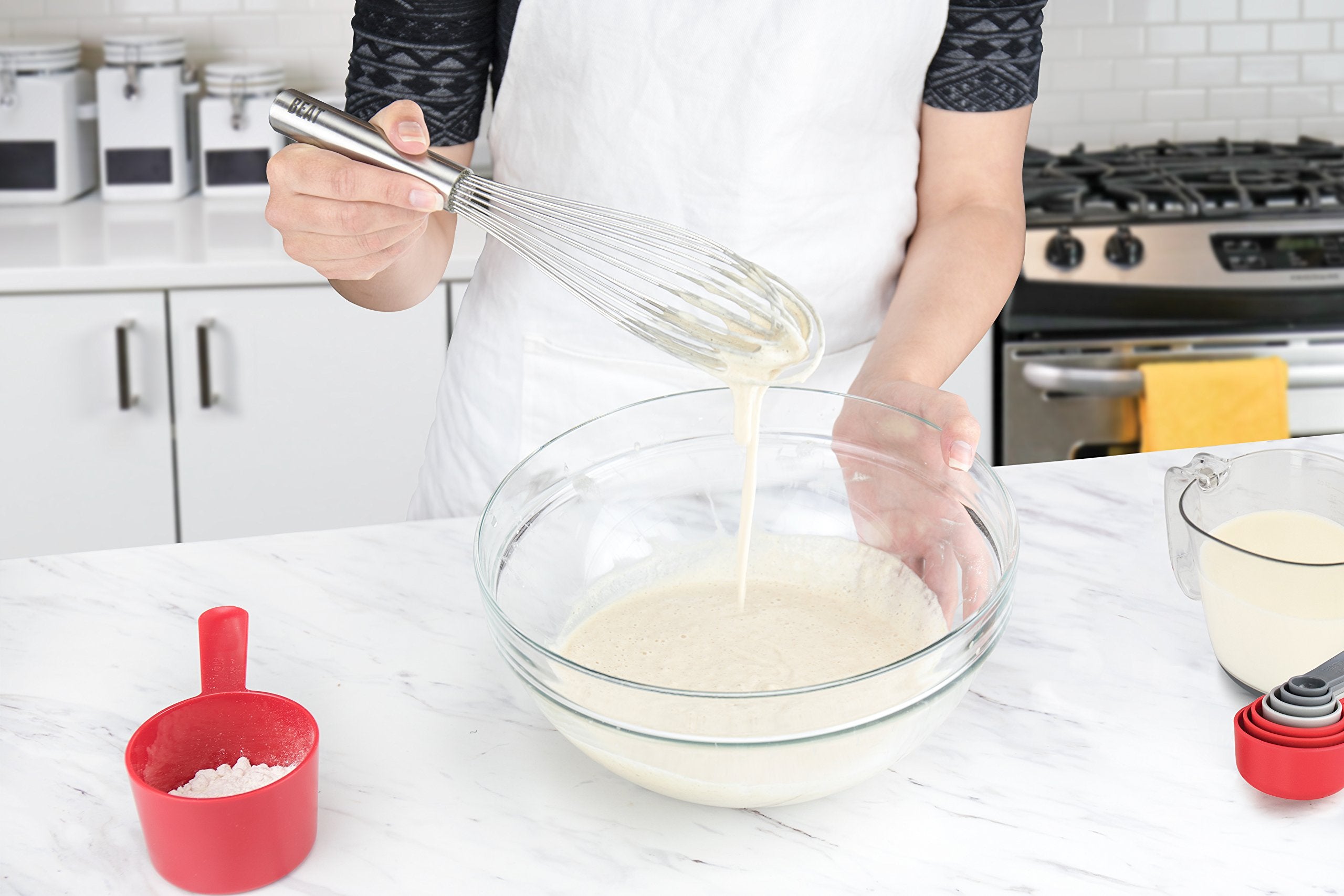Stainless Steel Beat Whisk, 9 - Kitchen Classic French Whisks For Cooking, Blending, Mixing, Stirring, Whipping & Beating - Wh