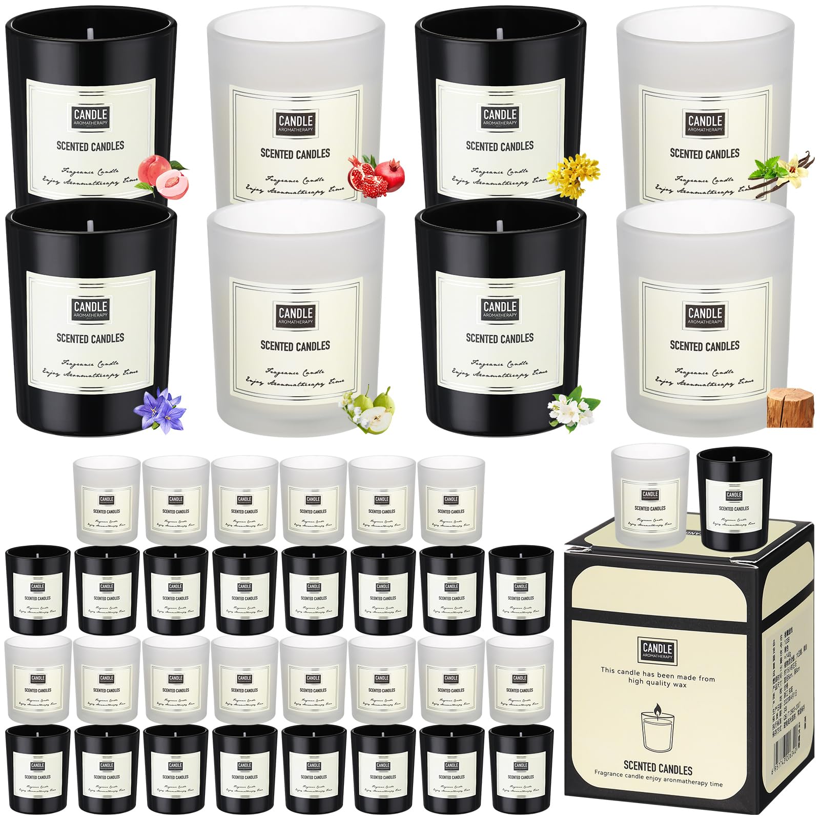 MTLEE 48 Pcs Scented Candles Bulk Christmas Thanksgiving Thank You Gift Candles Set for Women Aromatherapy Soy Wax Jar Home Long