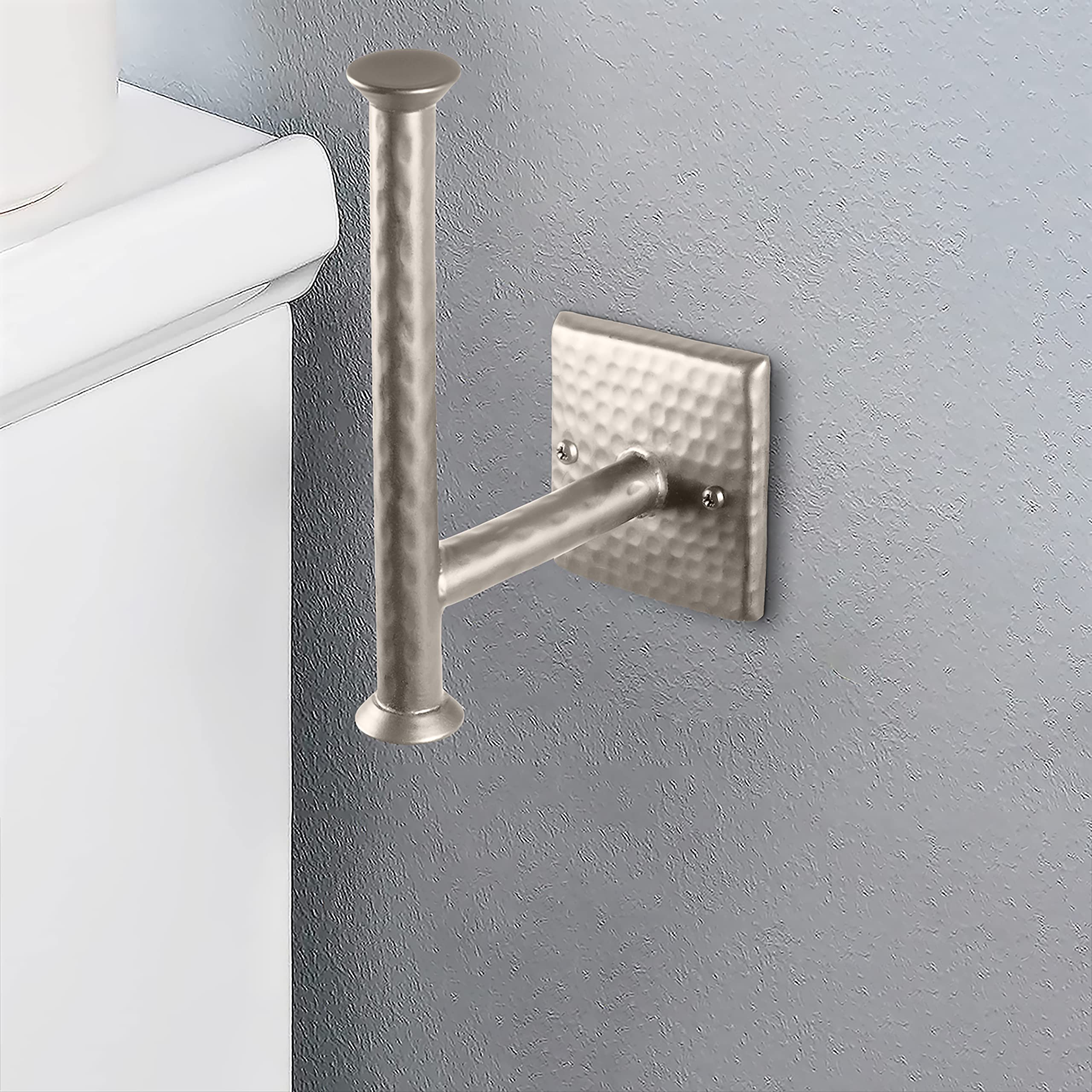 Monarch Abode Traditional Hand Hammered Wall Toilet Paper Holder, 7-inch, Brushed Nickel Finish, Model 18005, Metal Construction