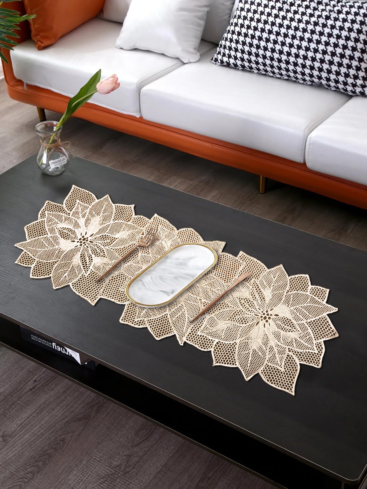 Dakshya Industries Pack of 1 Star Design Soft PVC Table Runner for Dining Table with Waterproof, Heat Resistant, NonSlip Surfac