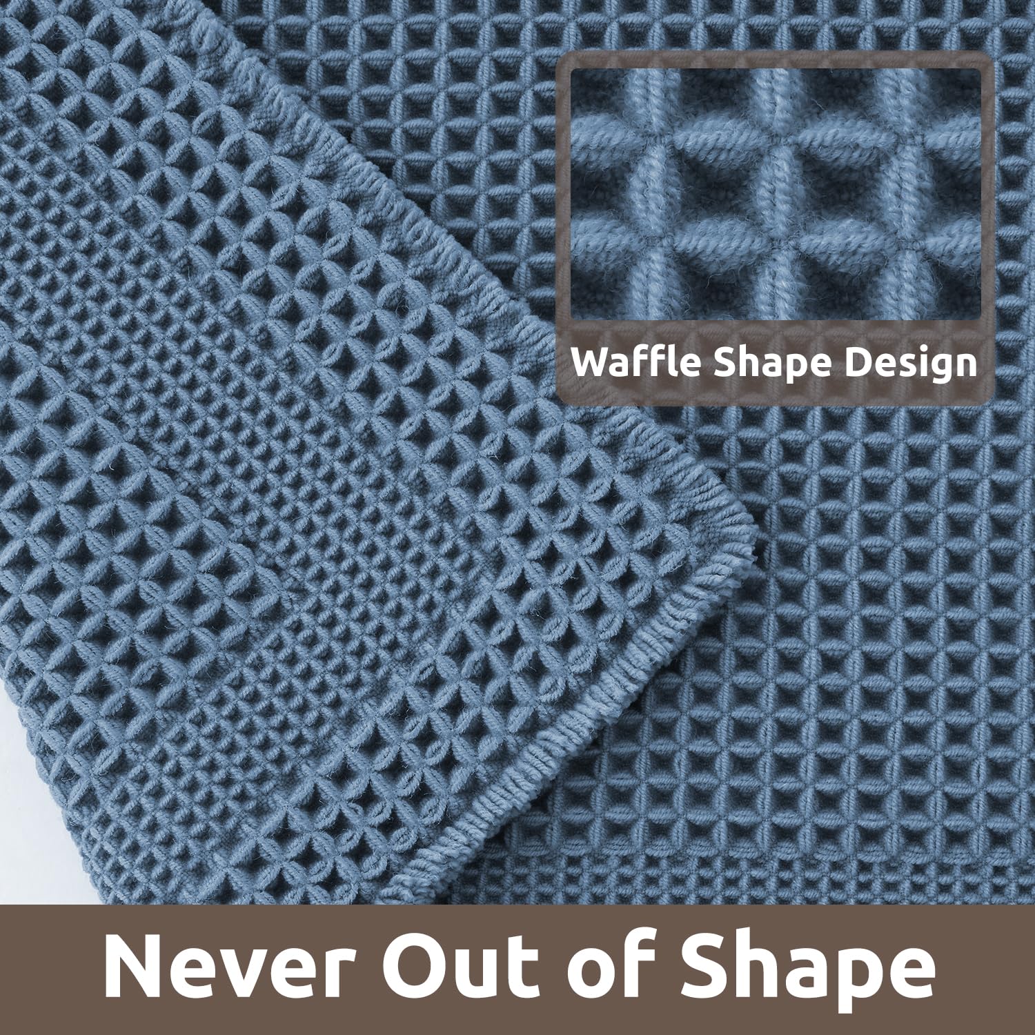 Amoami Waffle Bath-Mat, Absorbent Bath Mats For Bathroom Non Slip, Machine Washable Bathroom Rugs With Tassels Ultra Soft Boho B