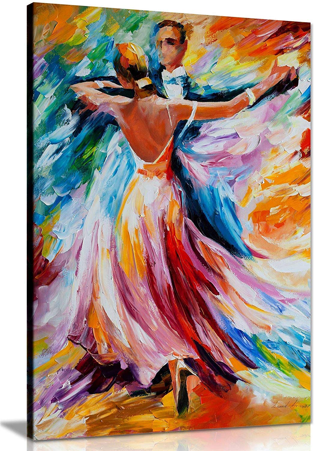 Dance Waltz By Leonid Afremov Canvas Wall Art Picture Print For Home Decor (24X16)