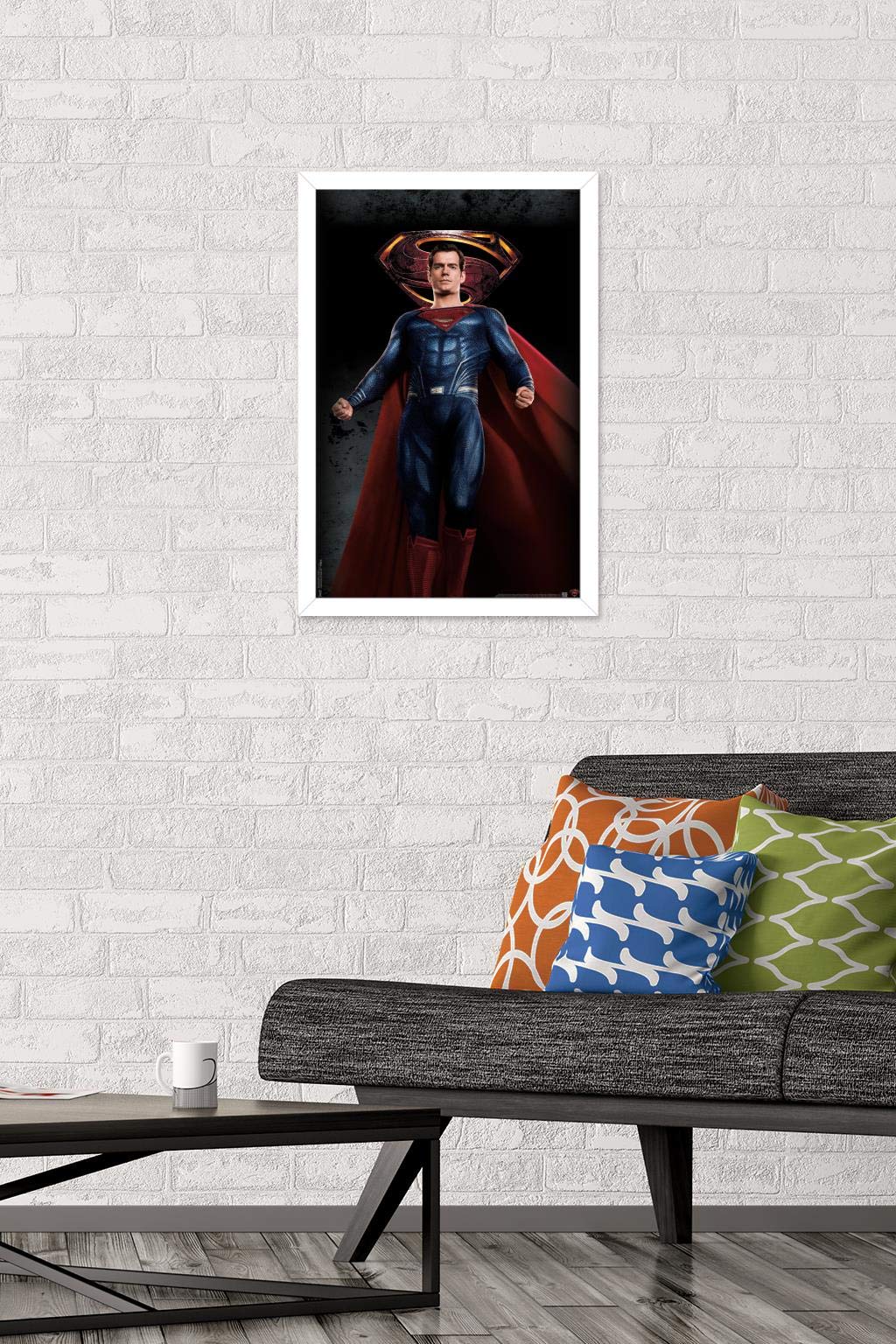Trends International Dc Comics Movie - Justice League - Superman Wall Poster, 14.725'' X 22.375'', White Framed Version