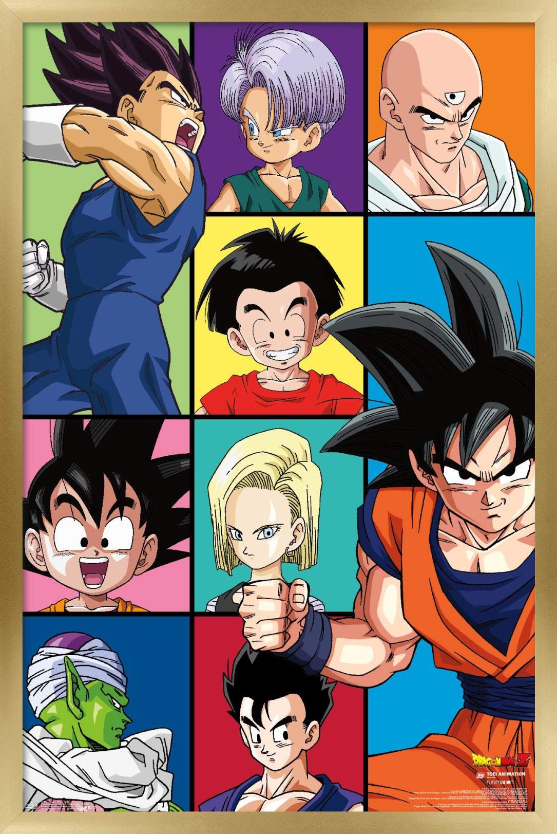 Trends International Dragon Ball Z - Grid Wall Poster, 22.375'' X 34'', Gold Framed Version