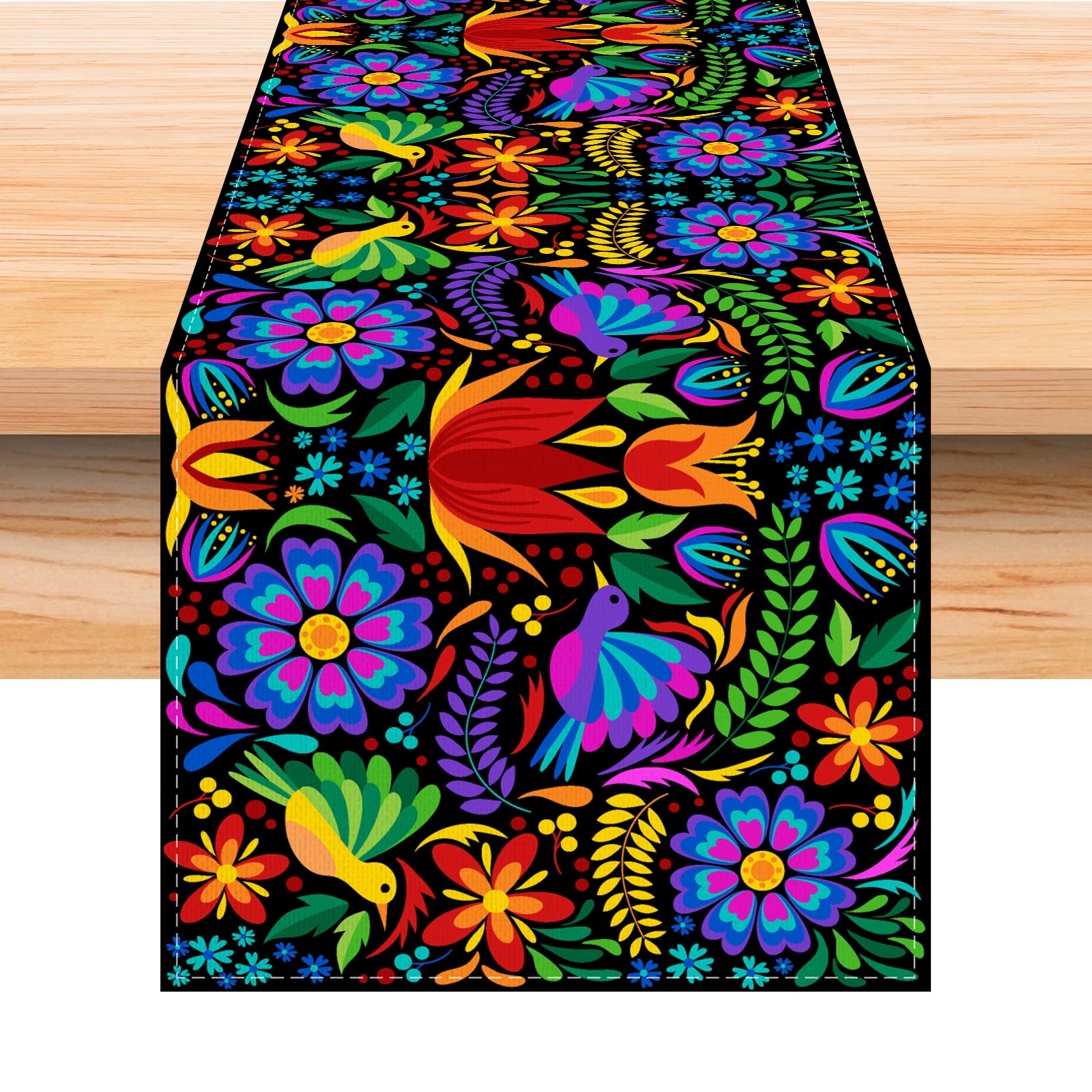 Linen Mexican Fiesta Table Runner 72 Inches Long Mexican Fiesta Themed Party Cinco De Mayo Home Kitchen Dining Room Table Decora