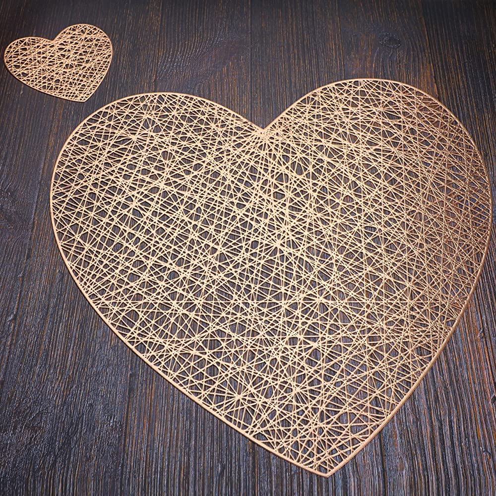 Red Love Heart Placemats And Matching Coaster 24 Pcs Mothers Day Decor Valentines Day Table Decorations For Wedding Romantic Nig