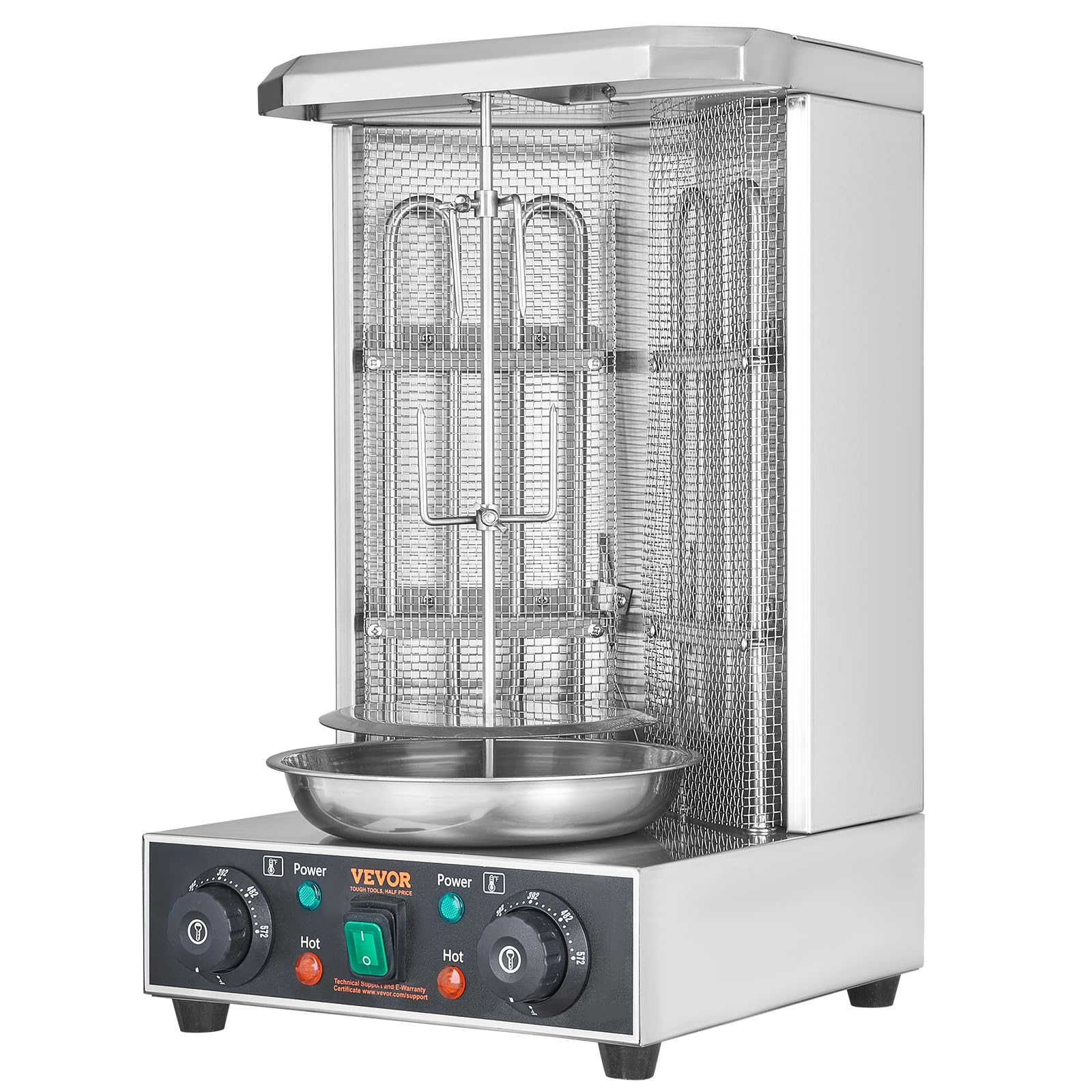 VEVOR Shawarma Grill Machine, 122F-572F, 13lbs Capacity, Chicken Shawarma Cooker Machine with 2 Burners, Stainless Steel, Electr