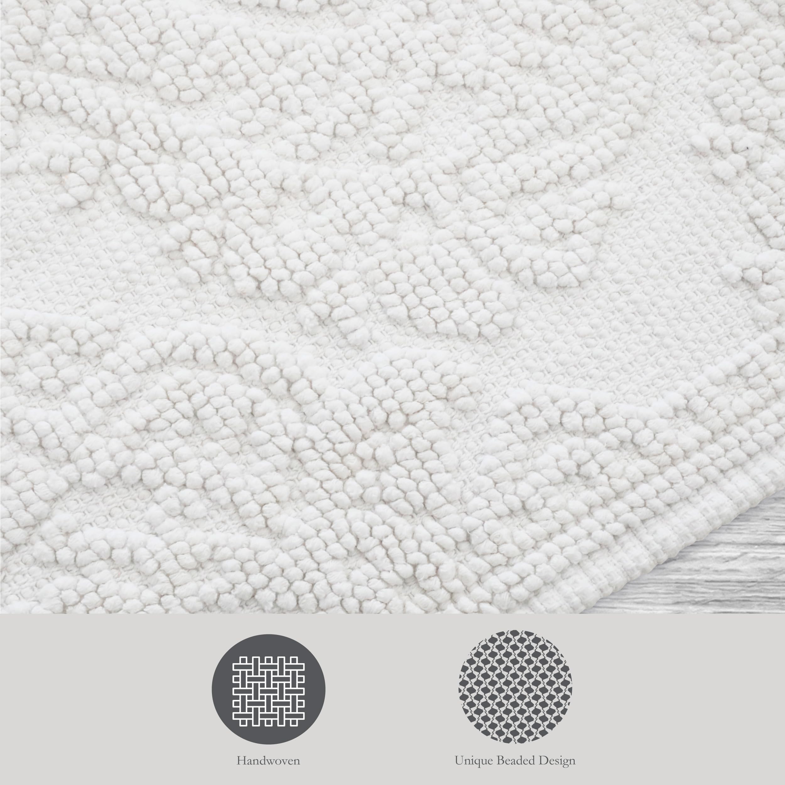 Jean Pierre - Ricardo Bath Mat, Woven Fringe Bathroom Rugs, 100% Cotton, Premium Bathroom Decor - Measures 17'' X 31'' - White