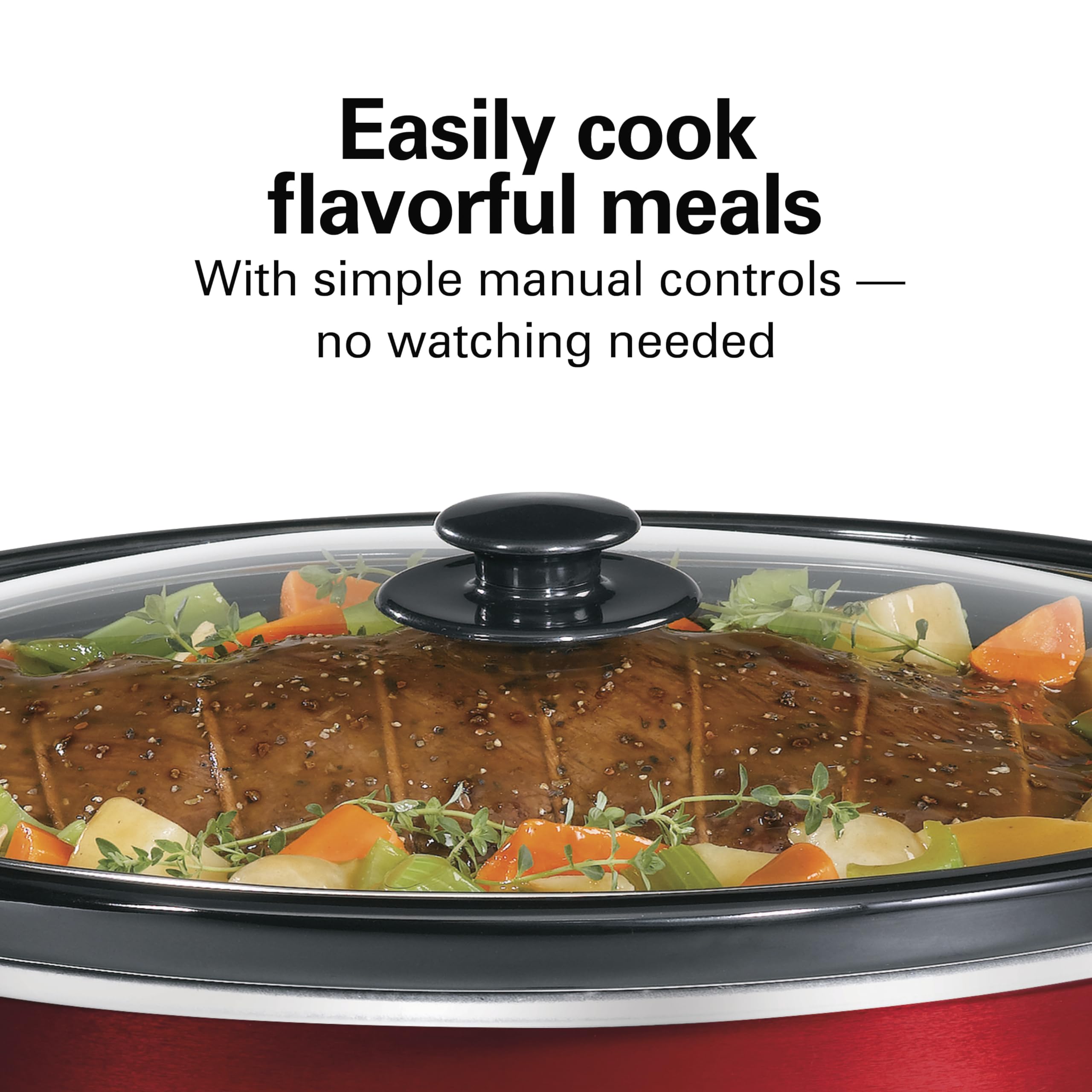Hamilton Beach 400943318406 33184 Oval Slow Cooker, 8-Quart, Red