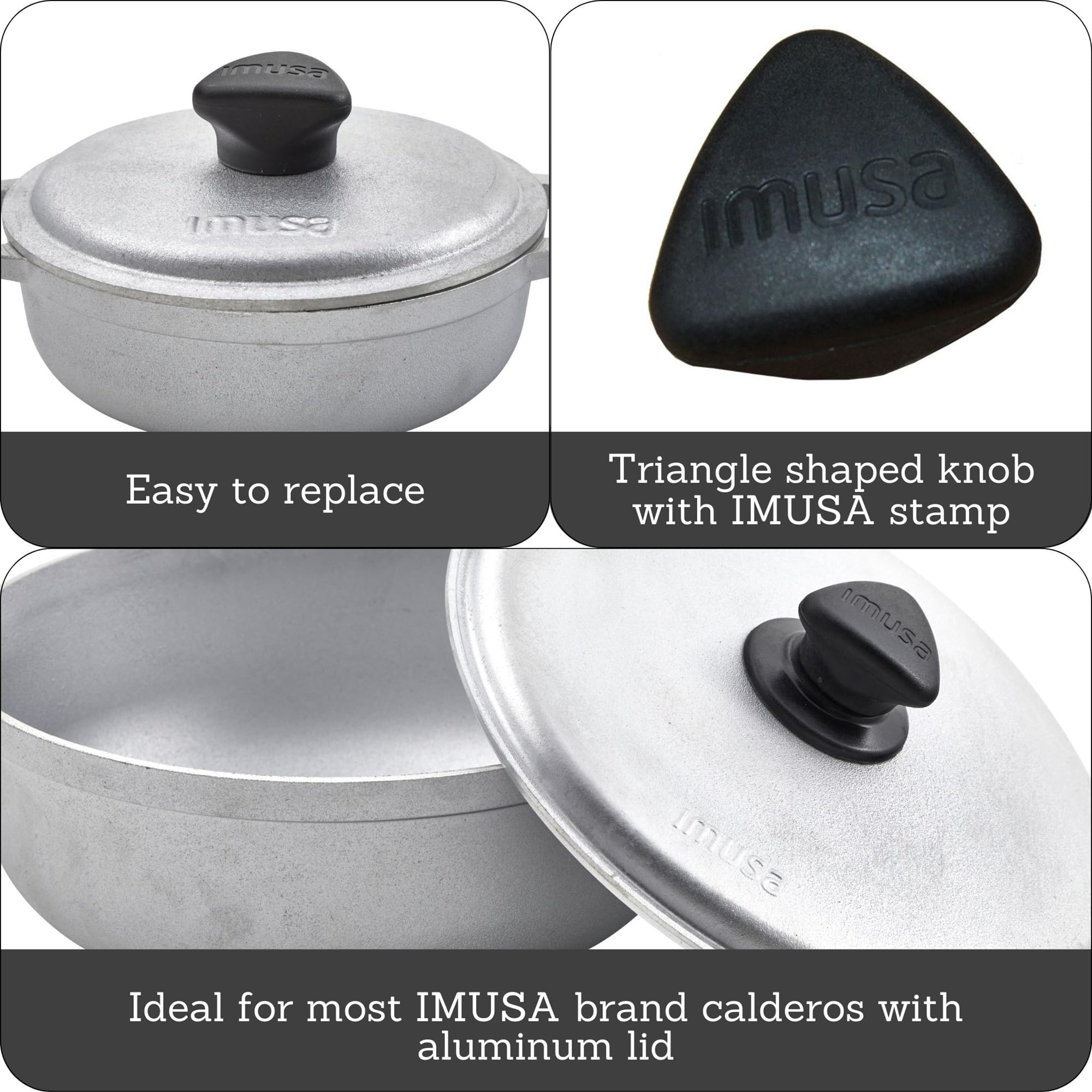 Imusa Large Spare Triangle Knob Set For Calderos,Black