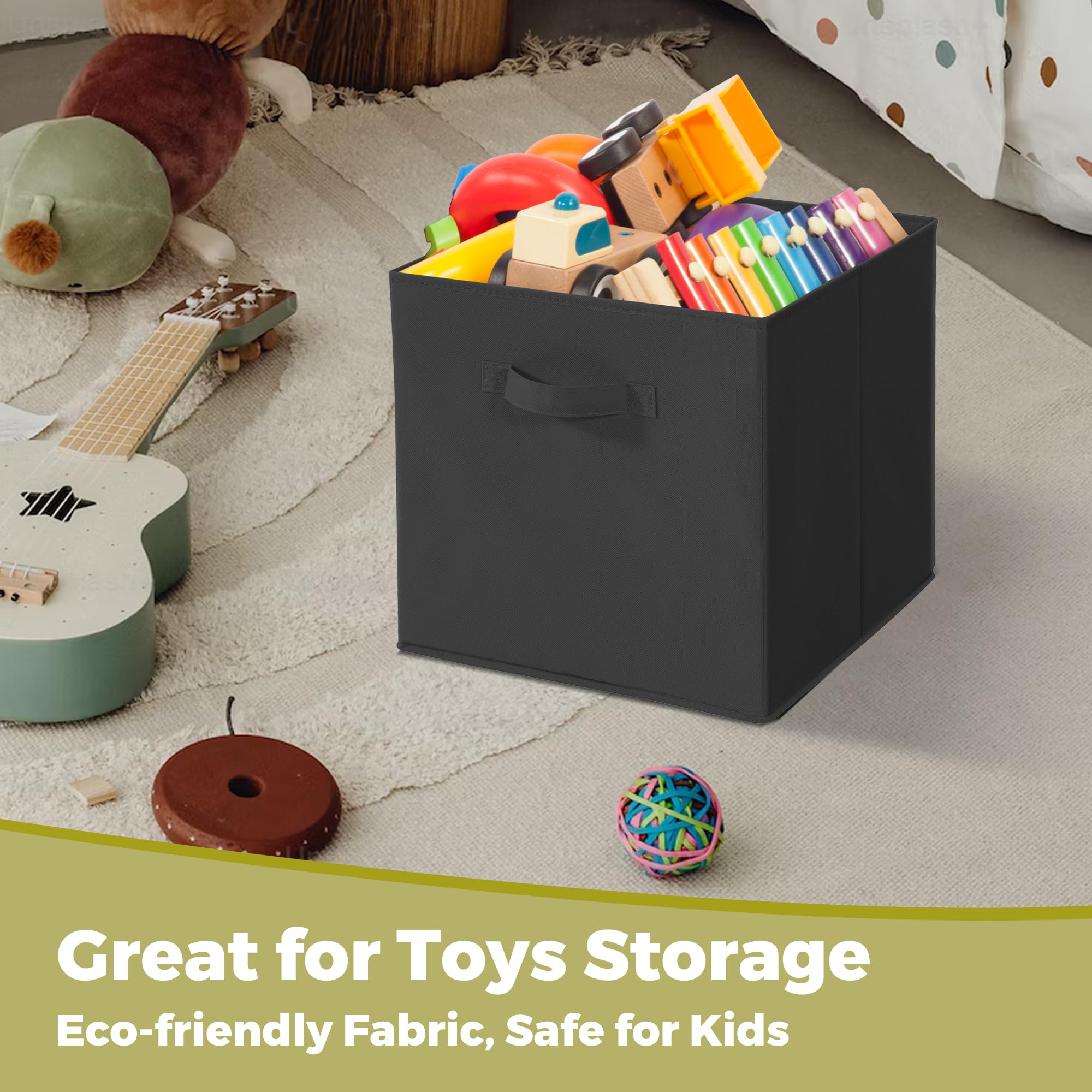 Storageideas 11X11 Storage Bins, Set Of 4 Storage Cubes, Collapsible Cube Storage Bins, Fabric Closet Organizers With Handles Fo