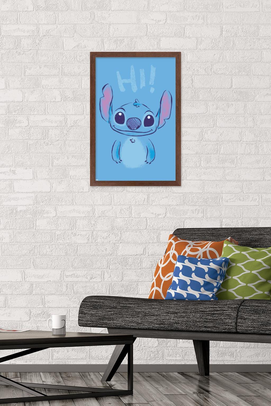 Trends International Disney Lilo And Stitch - Hi Wall Poster, 14.725'' X 22.375'', Mahogany Framed Version