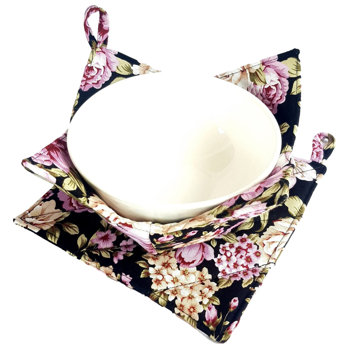 Cushystore Bowl Cozy Pot Holder Canvas Holders Heat And Cold Resistant Anti-Scalding Protector (Night Rose Garden), 7.5X7.5X4 In