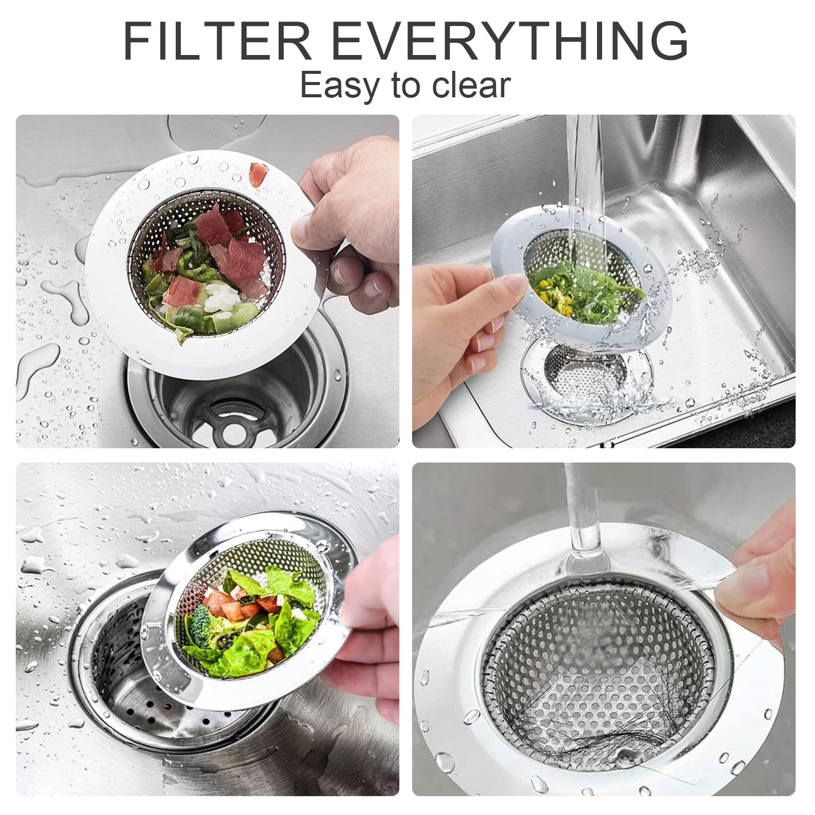 Kitchen Sink Strainer Stainless Steel Sink Strainer With Large Wide Rim 4.5'' For Mesh Sink Strainer, Large (Pack Of 2)