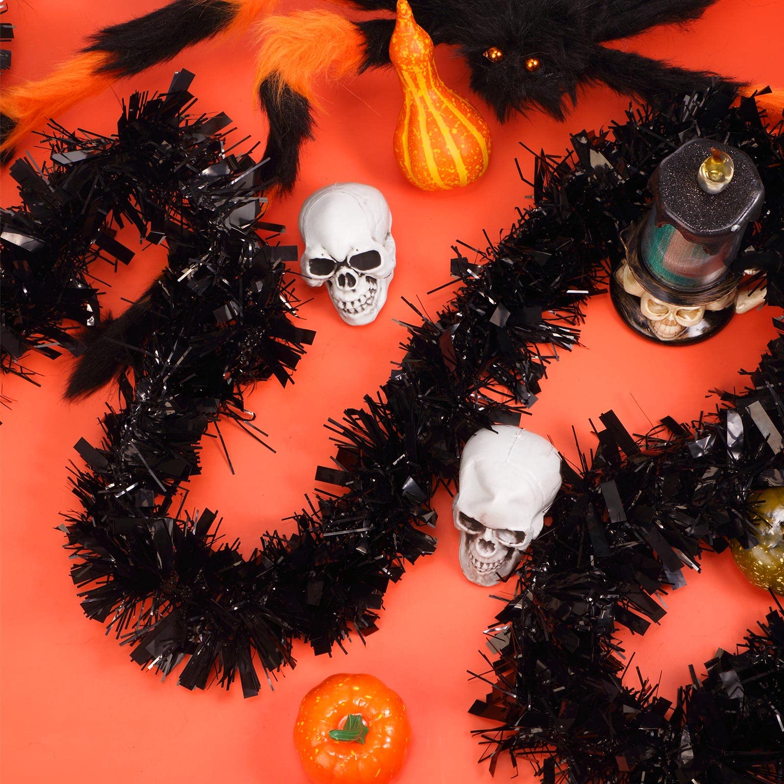 Shappy 393.7 ft 6 Roll Halloween Tinsel Garland Glitter Shiny Tinsel Garland Metallic Foil Hanging Decor for Parade Float Christ