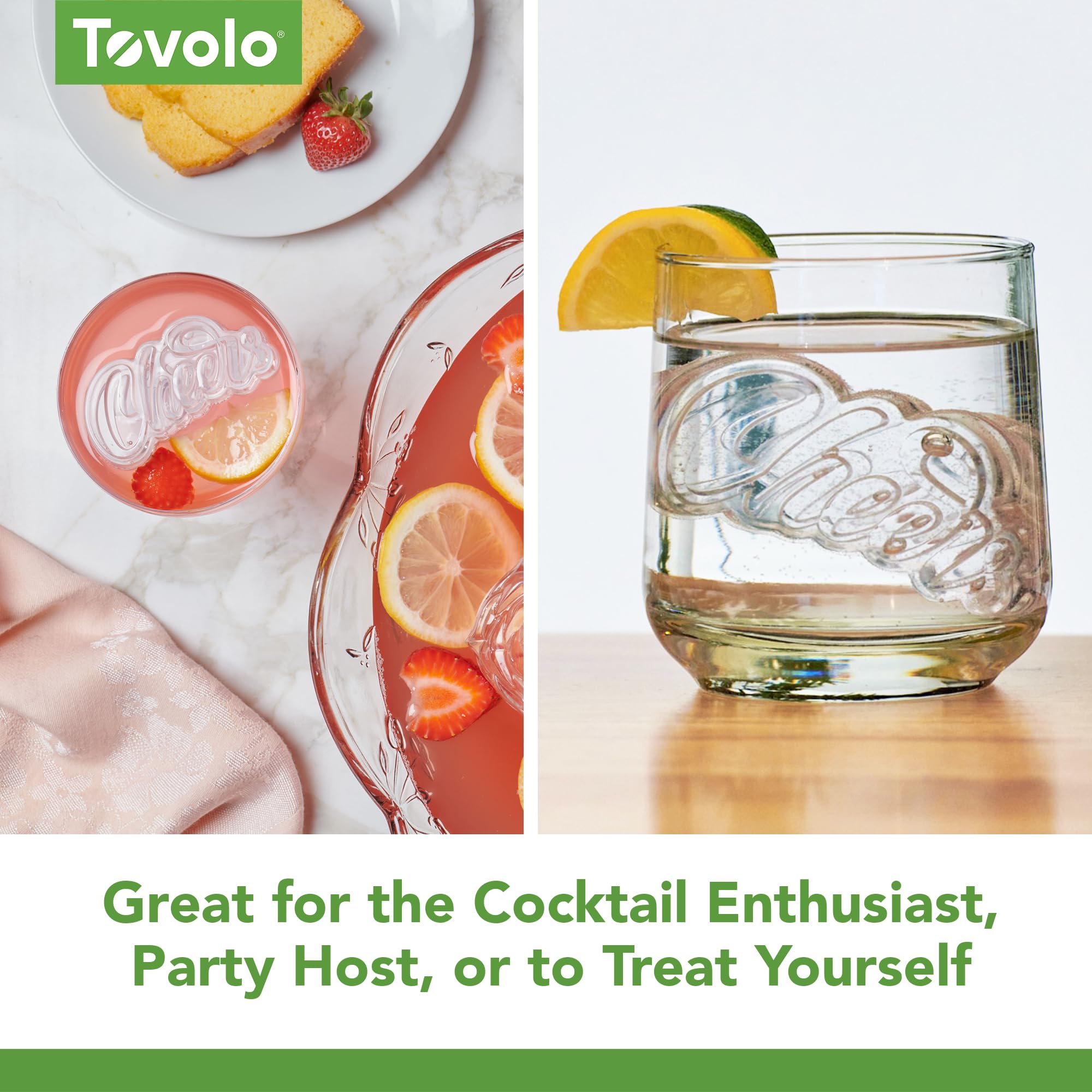 Tovolo Cheers Shaped Ice Molds, Set Of 2 - Large Cheers Ice Mold Gift - Unique Ice Mold Chills Drinks - Odor-Free Freezer Storag