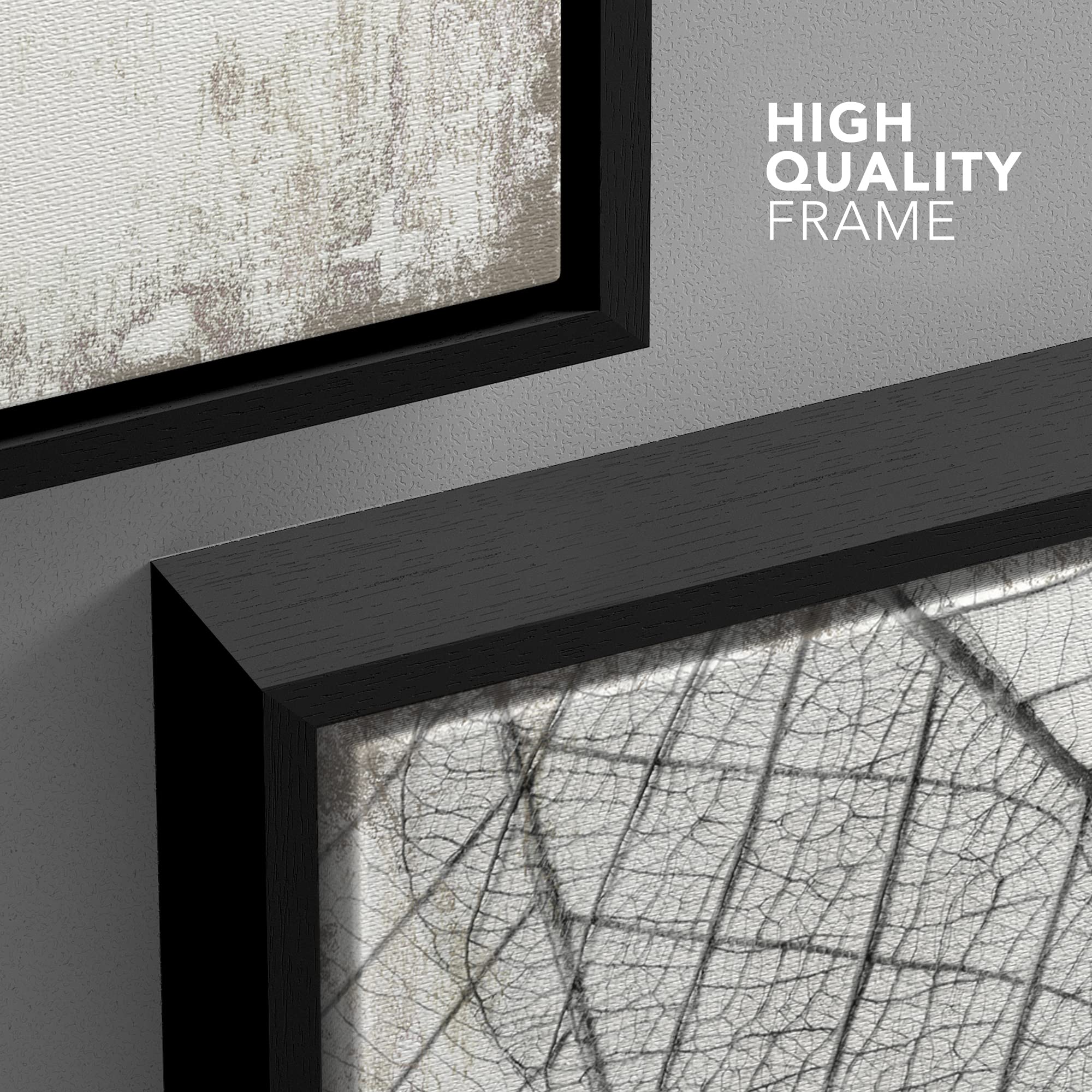 Wall26 Framed Canvas Print Wall Art Transparent Black & White Leaves On Grunge Background Floral Nature Illustrations Modern Art