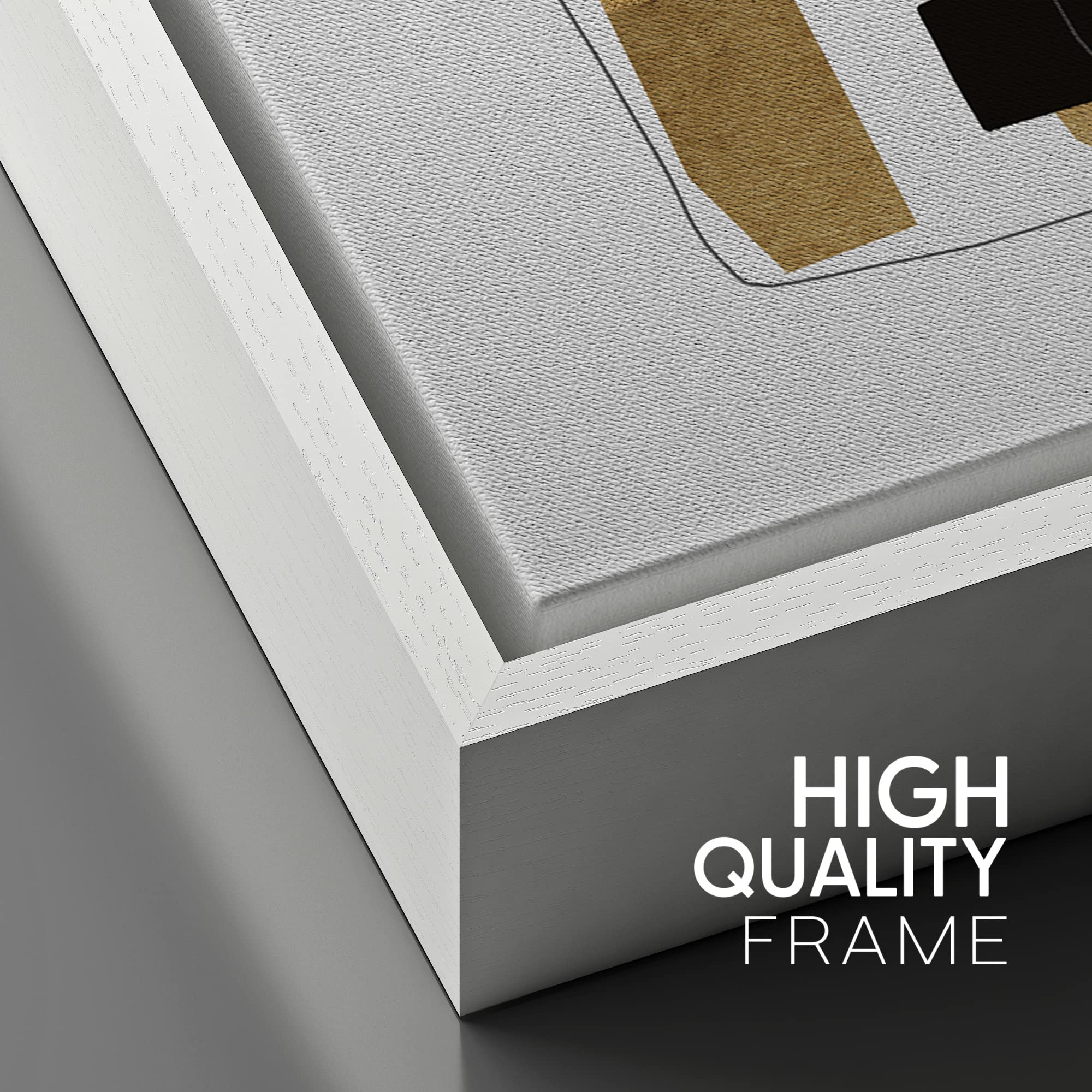 Signford Framed Canvas Print Wall Art Gold Black Geometric Polygon Landscape Abstract Shapes Illustrations Modern Art Decorative