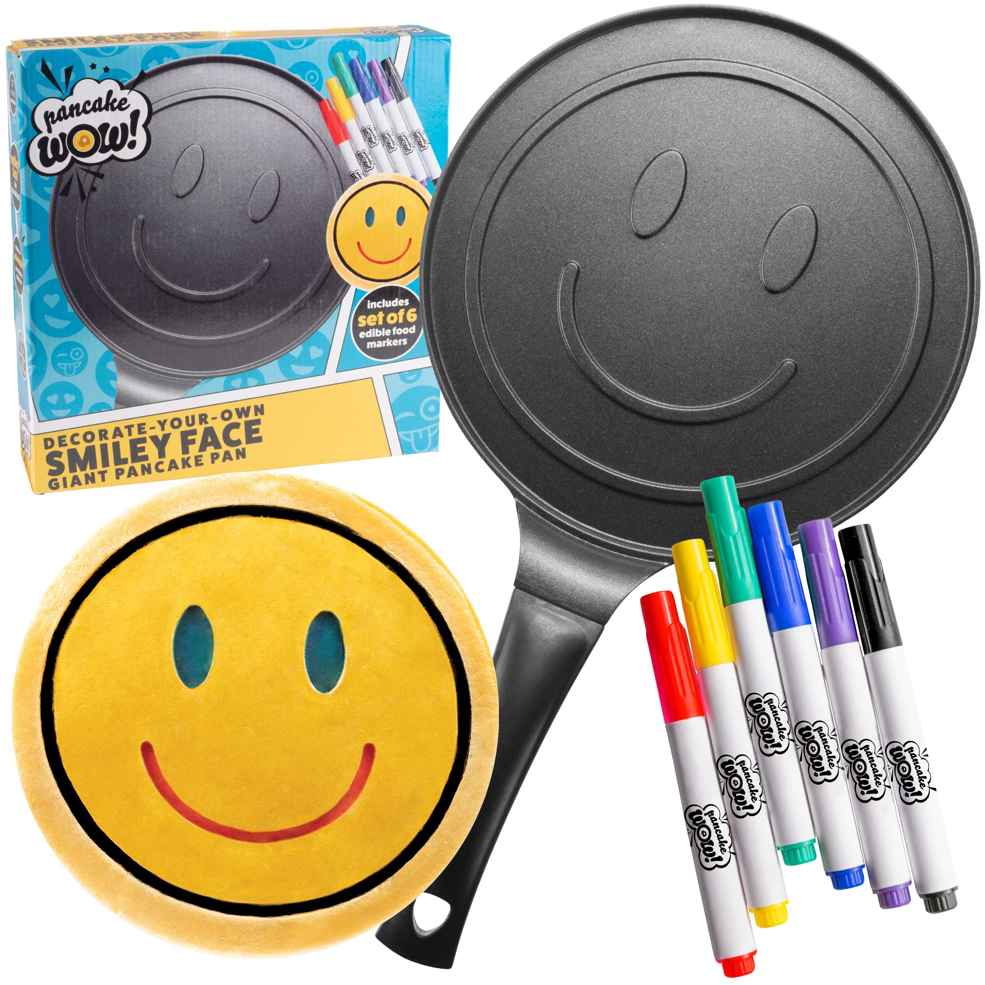 Jumbo Dinosaur Pancake Pan - Make Giant 10'' Jurassic Pancakes For Magical Kid'S Dino Breakfast - Includes 6 Edible Markers For