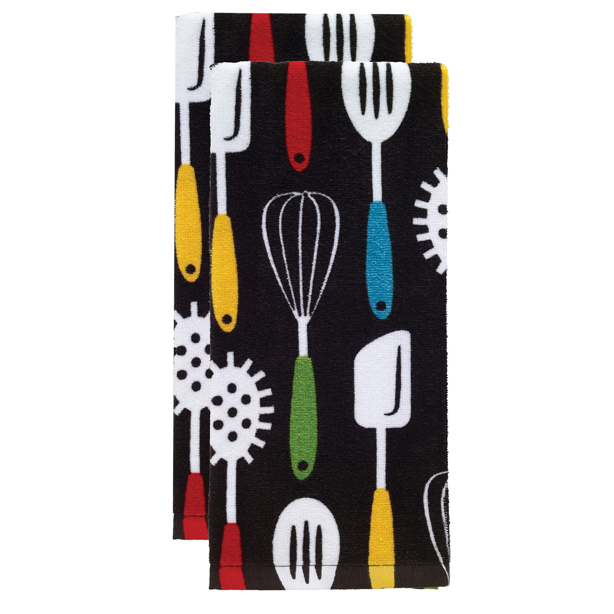 T-Fal Fiber Reactive Print Kitchen Towels: Highly Absorbent, Super Soft - 100% Cotton, 16''X28'' Dish Towels For Cleaning & Dryi