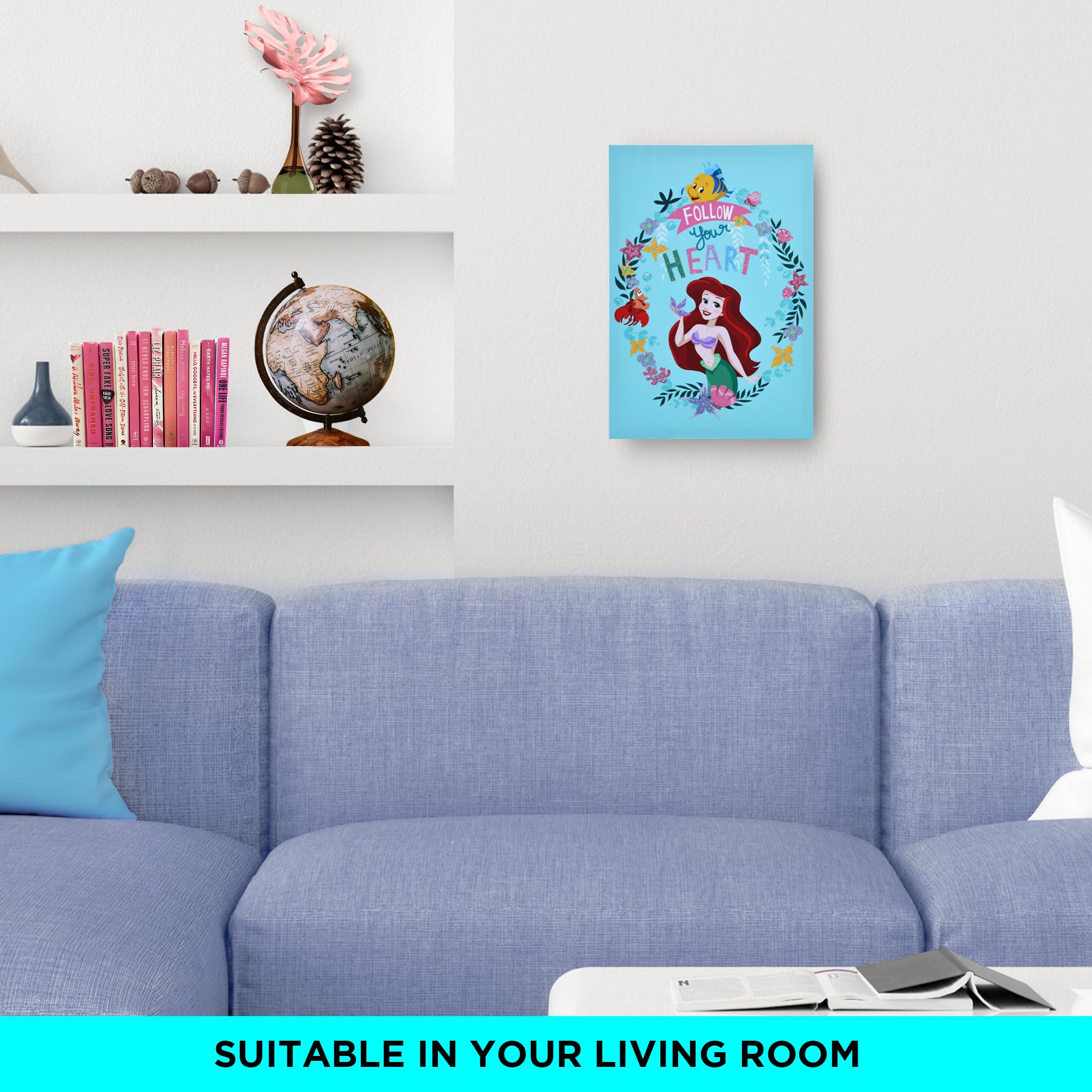 Pop Creations Ariel The Little Mermaid Poster Disney Wall Art, Inspirational Canvas Disney Princess Wall Decor, 13X19 Kids Story
