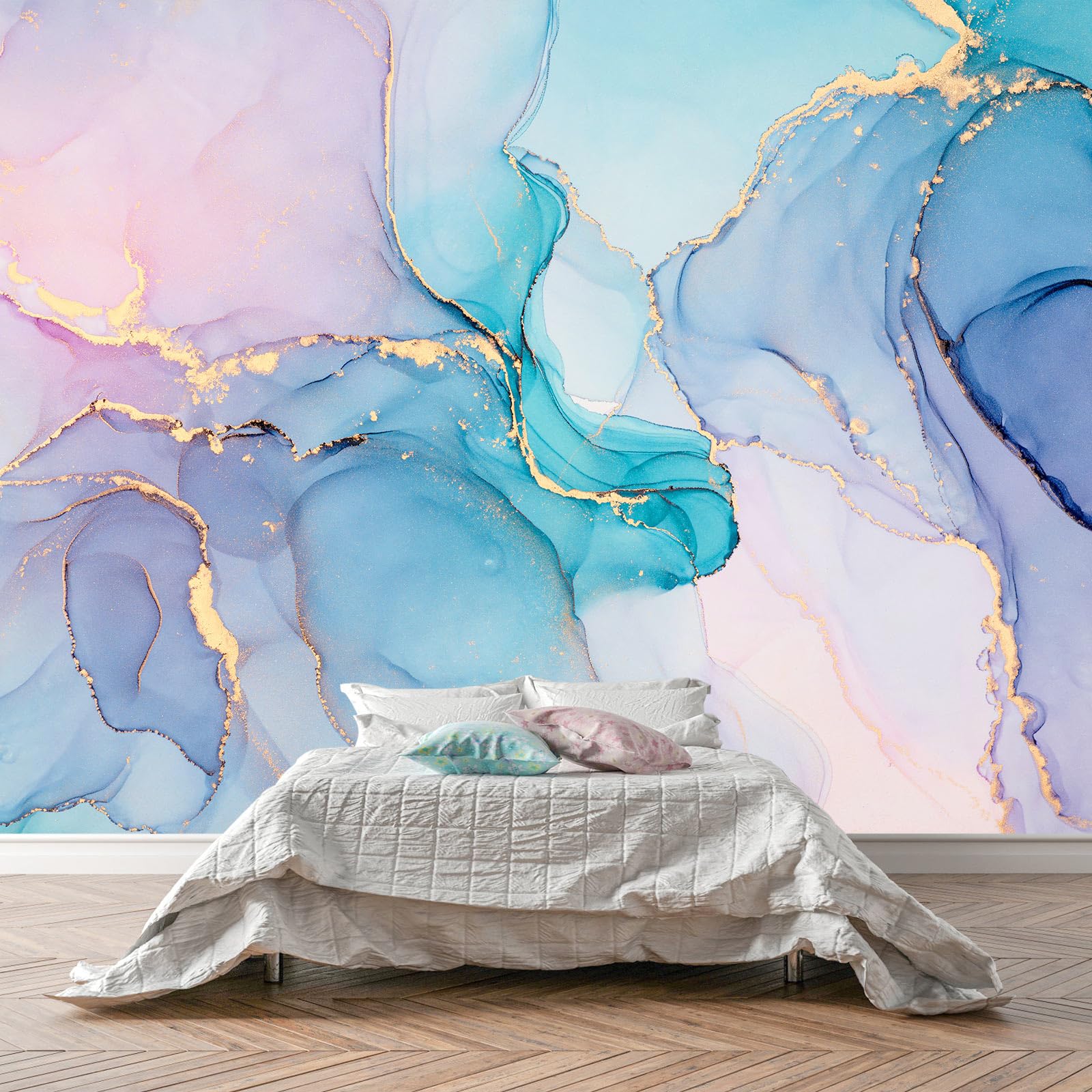 WFBHUA-Marble Wallpaper Peel and Stick Pink Purple Green Self Adhesive Abstract Art Wall Mural for Girls Room Bedroom 157x108