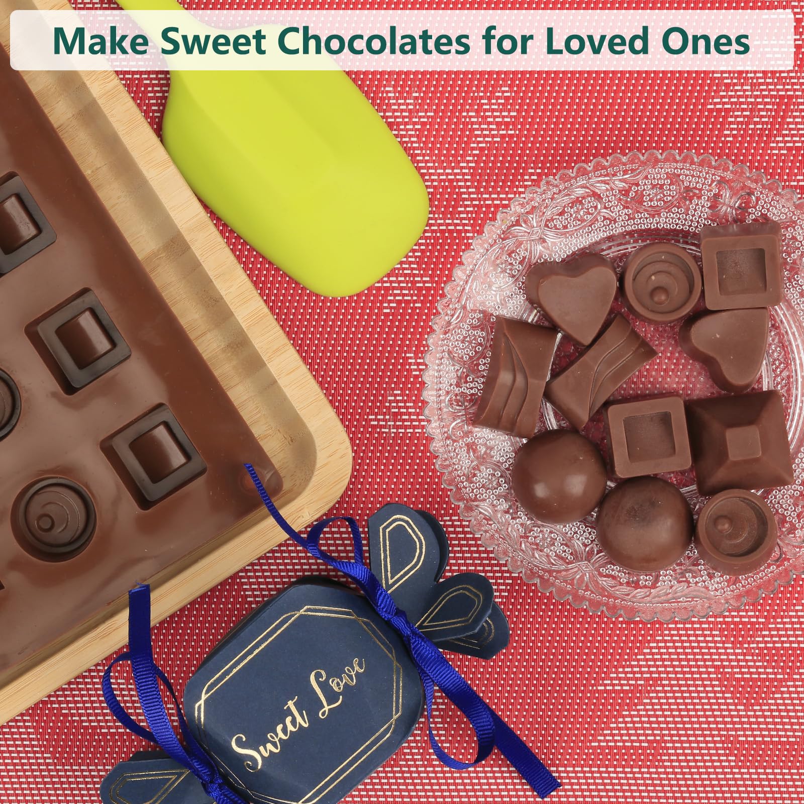 ZTHapwa Silicone Chocolate Molds - 30 Cavities, 6 Shapes, 9.17"x10.67" for Candy, Gummy, Cake Décor, Perfect for Weddings &