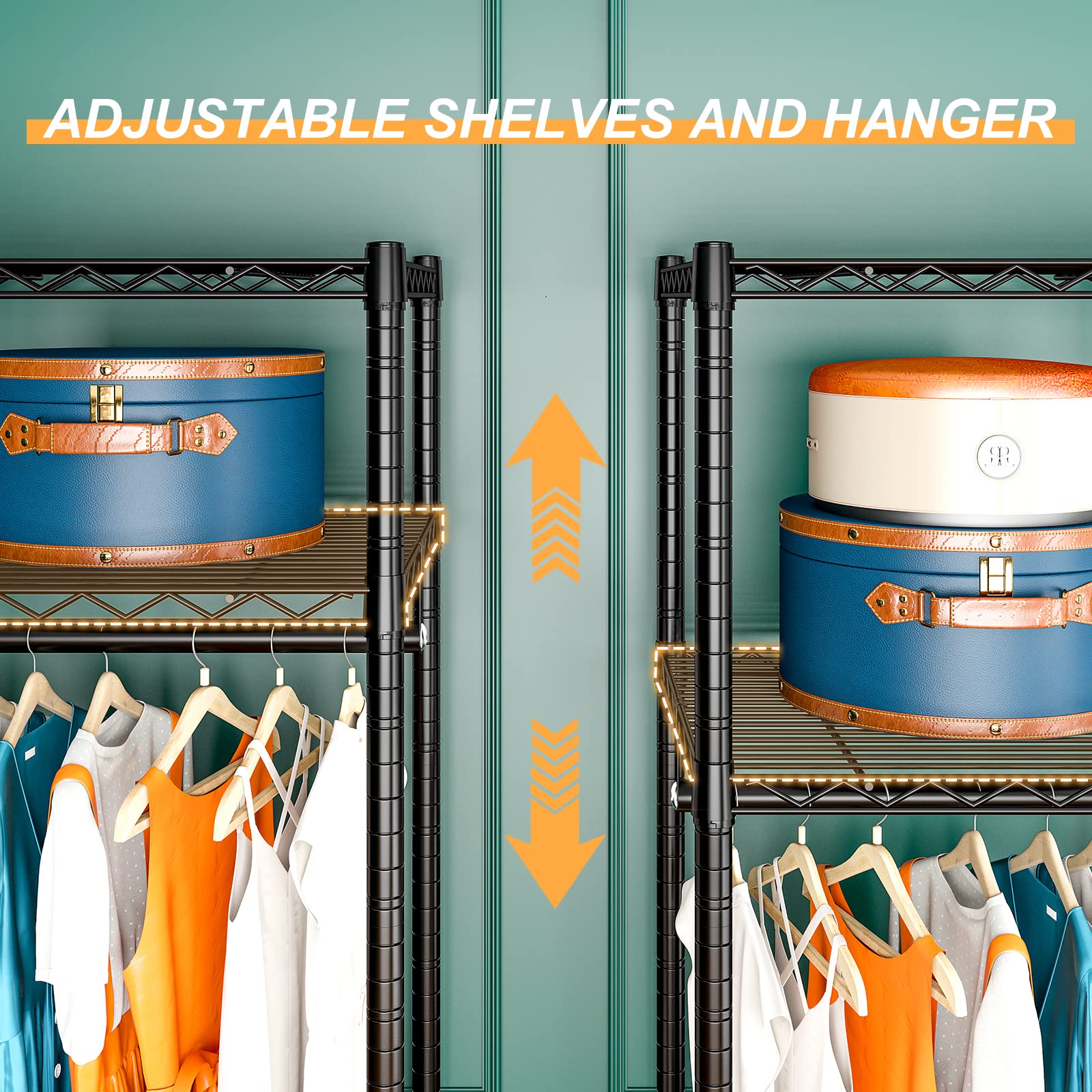 Raybee 79'' H Clothing Rack With Wheels Load 770Lbs Heavy Duty Clothes Racks For Hanging Clothes Portable And Adjustable 79'' H