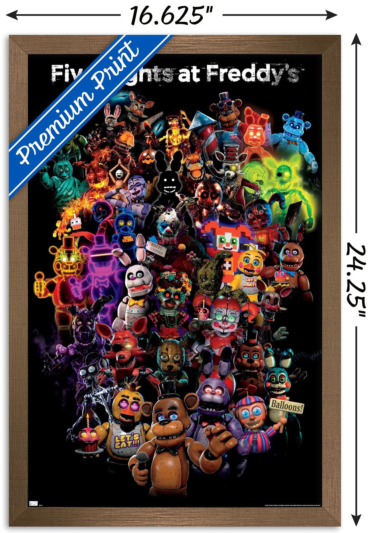 Trends International Five Nights At Freddy'S: Special Delivery - Collage Wall Poster, 14.72'' X 22.37'', Bronze Framed Version