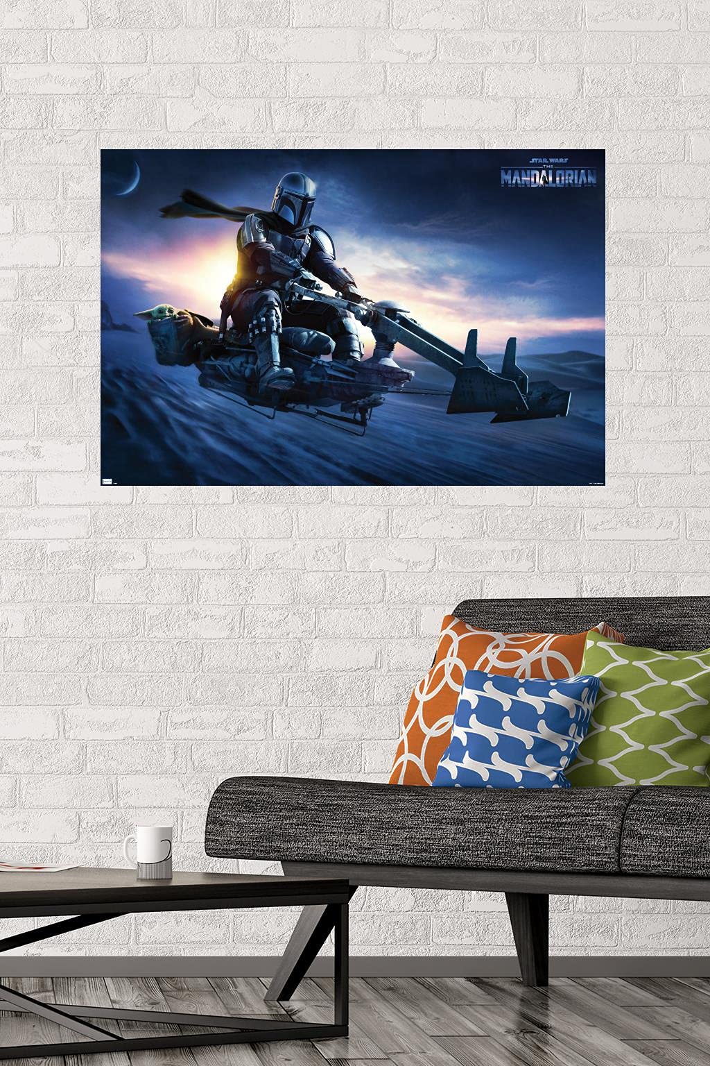 Trends International Star Wars: The Mandalorian-Grogu Sunset Speeder Wall Poster, 22.375'' X 34'', Premium Unframed Version