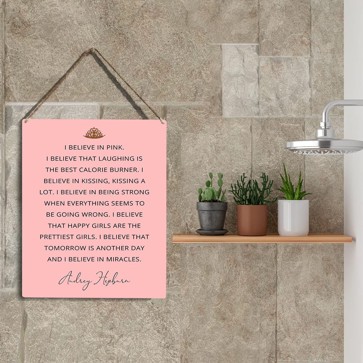 YCYD Inspirational I Believe In Pink Wall Art Wooden Hanging Sign Positive Self Care Sign Home Bedroom Wall Decor Women Gifts fo