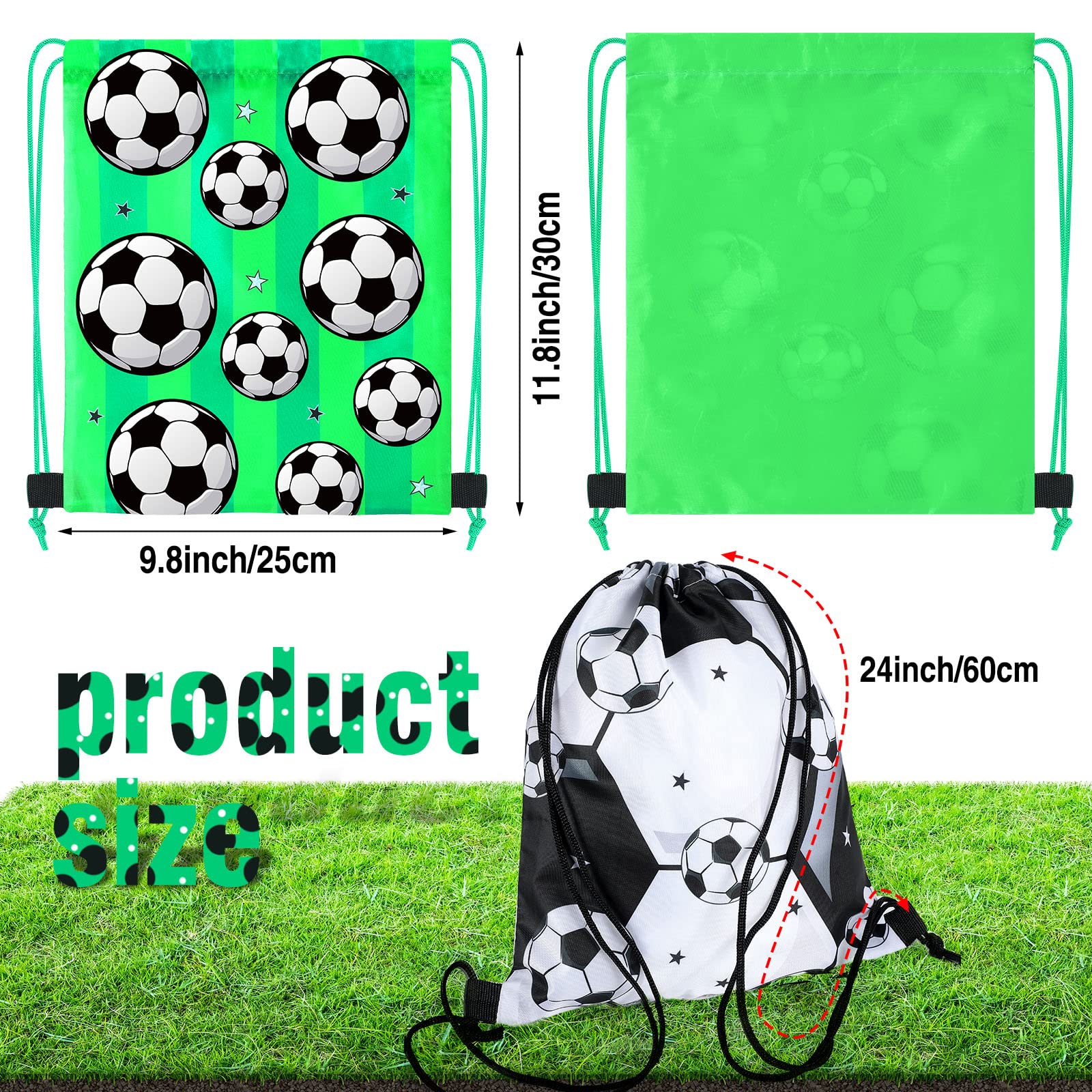 16 Pcs Soccer Party Bags Kids Soccer Drawstring Backpack Bags Sports Football Goodie Snack Bags Soccer Party Favors Soccer Treat