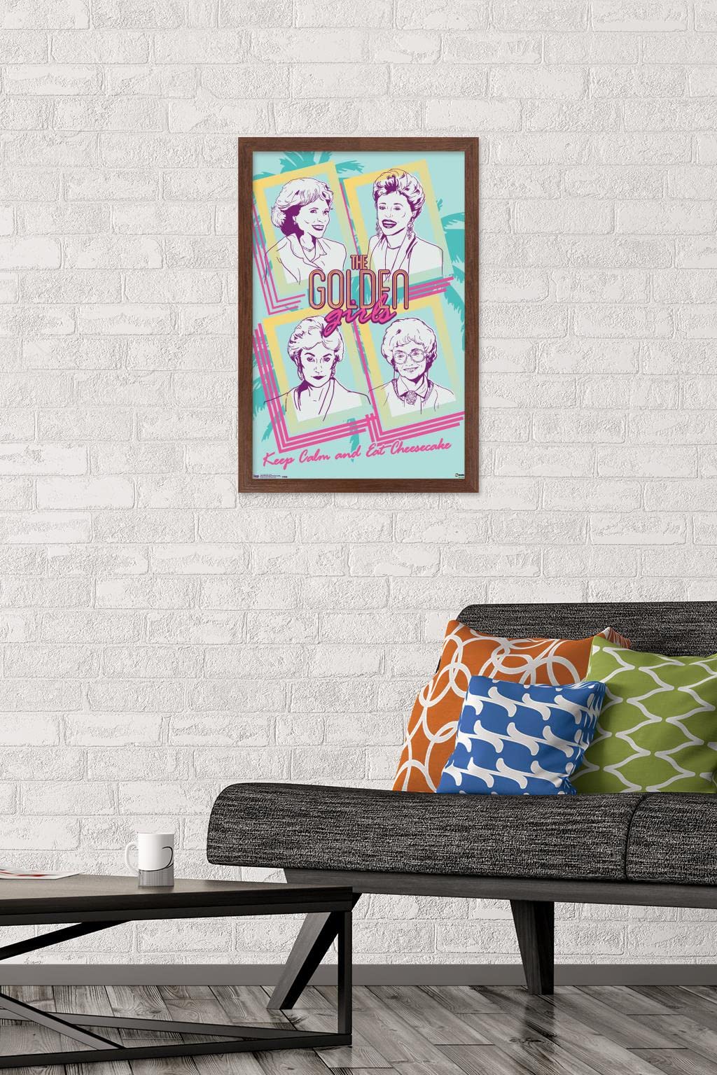 Trends International Golden Girls-Group Wall Poster, 14.725 In X 22.375 In, Mahogany Framed Version