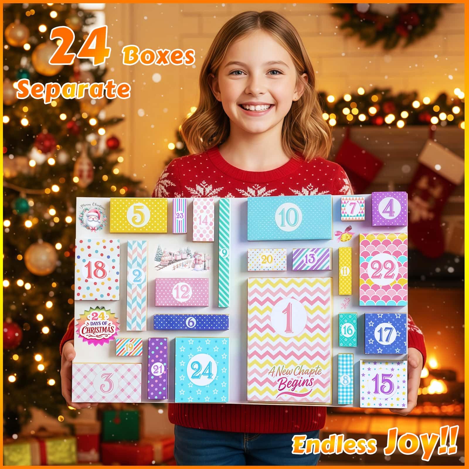 Advent Calendar 2025 for Girls - 24 Day Christmas DIY Journal Kit for Tween & Teen Girls, Stationery Set, Scrapbook & Diary Supp