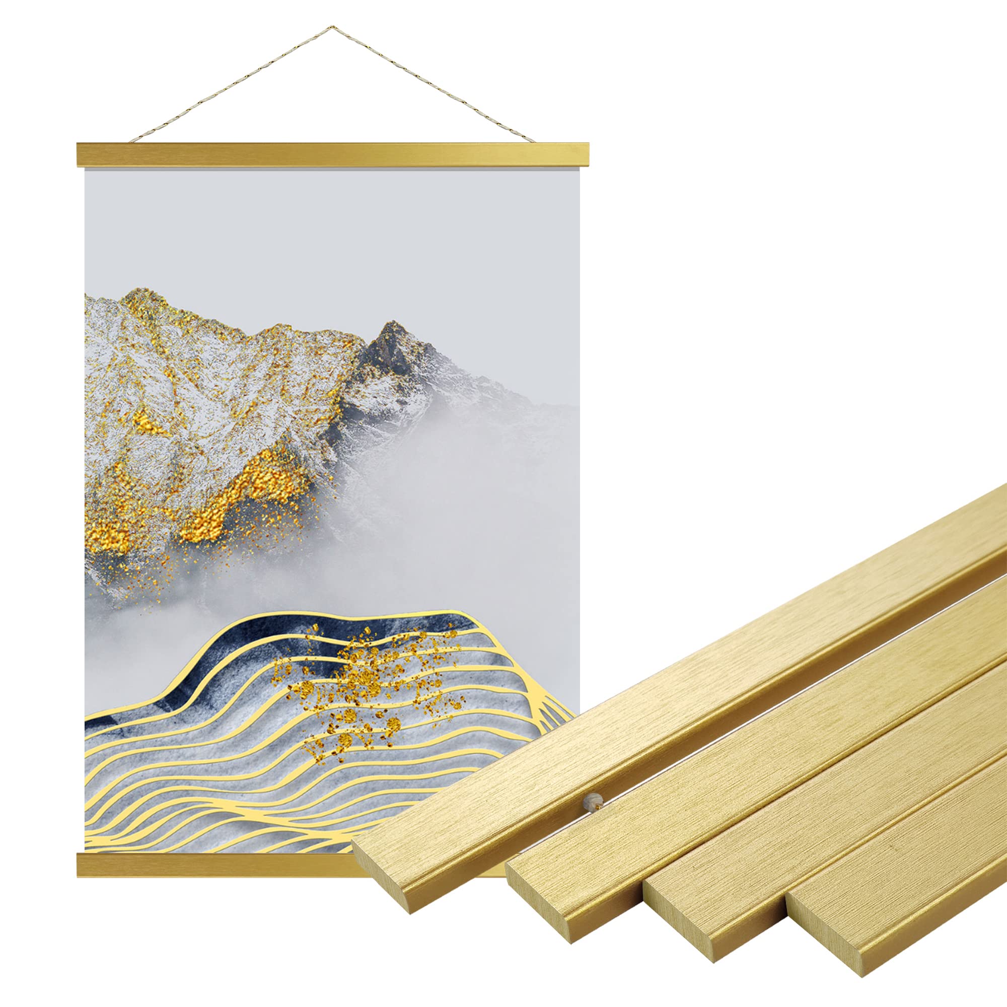 Bluesun 12 Inch Magnetic Poster Hanger Frame, 12X16 12X18 12X24 Magnet Canvas Artwork Print Dowel Poster Hangers Frames Hanging