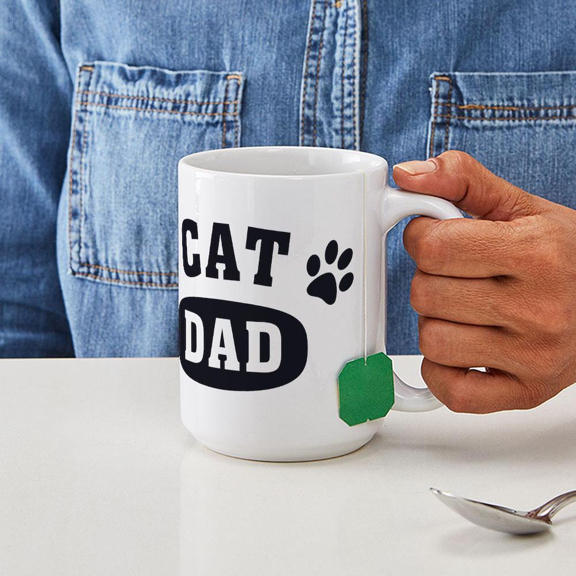 CafePress Cat Dad [B/W] Large Mug 15 oz (444 ml) Ceramic Coffee Mug