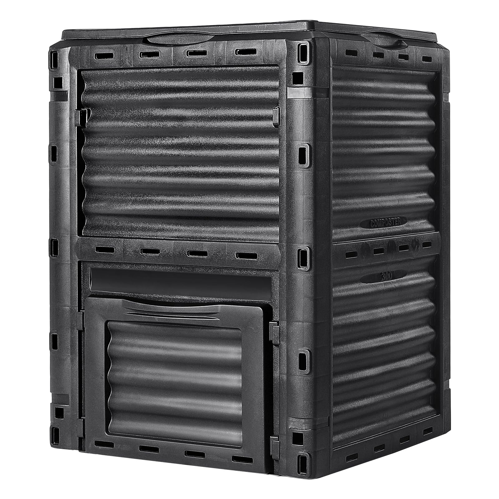 VEVOR Garden Compost Bin 80 Gallon, BPA Free Composter, Large Capacity Outdoor Composting Bin with Top Lid and Bottom Door, Easy