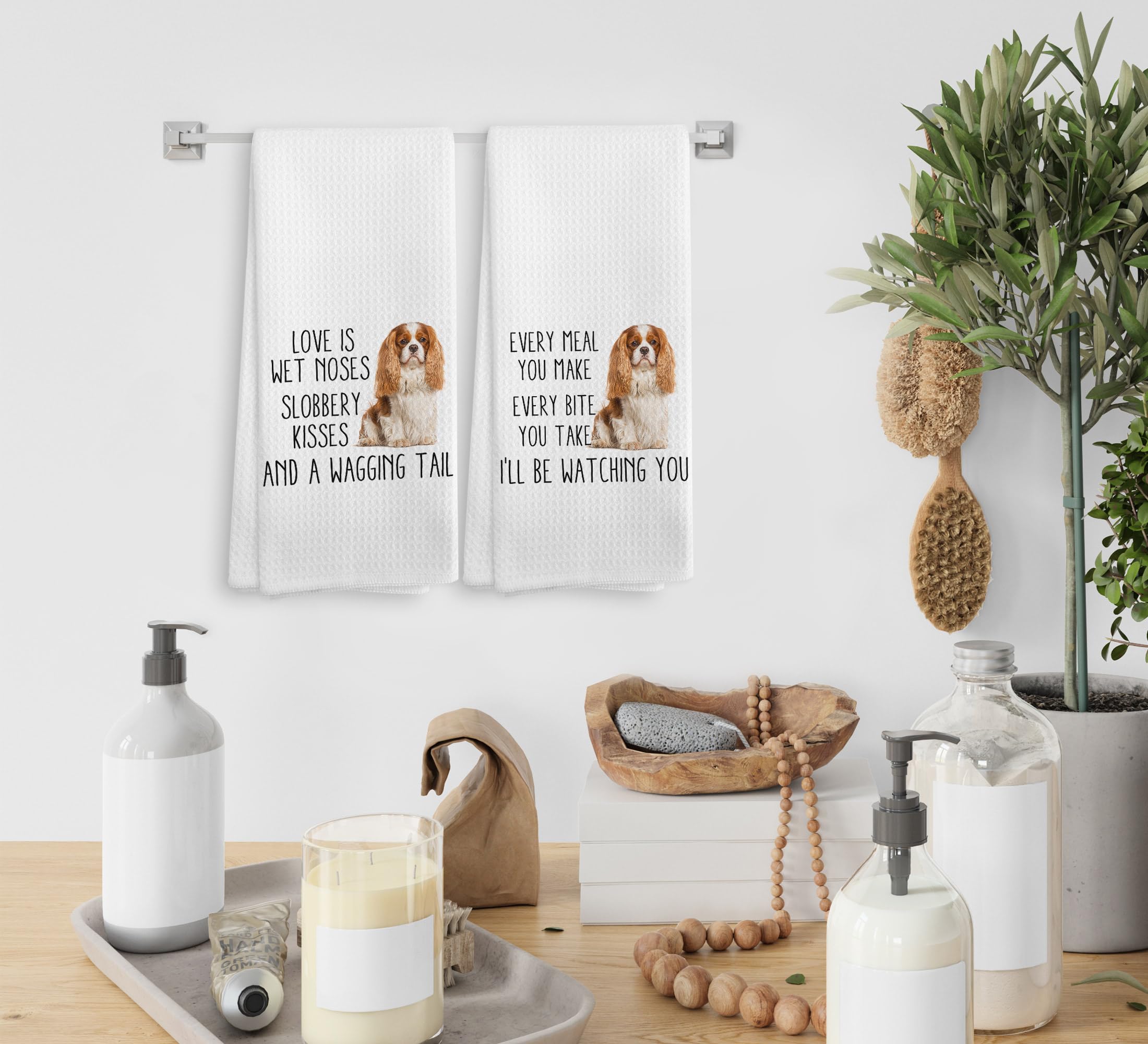 NOQL Cavalier King Charles Spaniel Towel, Dog Kitchen Towels, Cavalier King Charles Spaniel Dog Kitchen Towels and Dishcloths Se