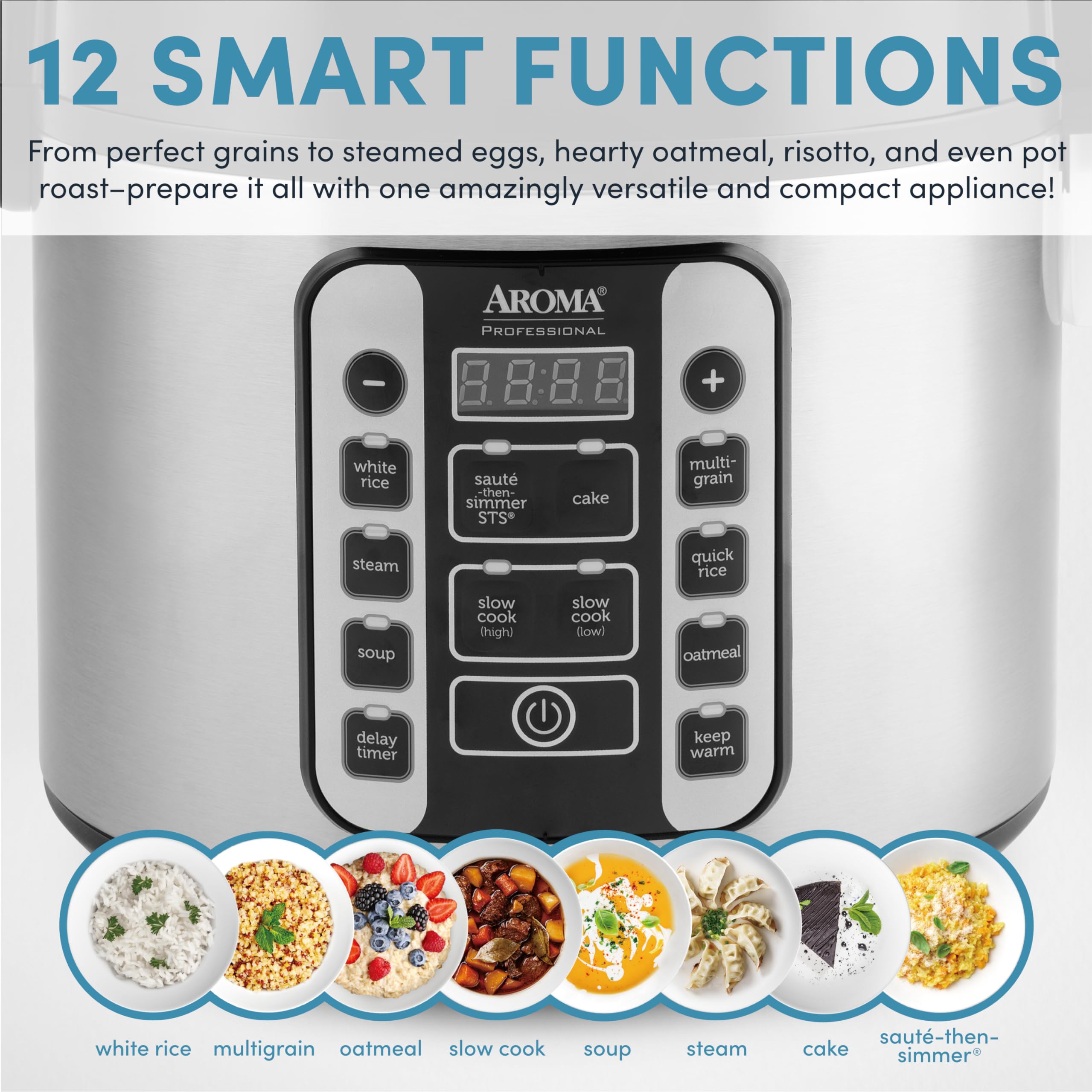 Aroma Housewares Aroma Professional 20-Cup (Cooked) / 5Qt. Digital Rice Cooker, Steamer, And Slow Cooker Pot With 10 Smart Cooki