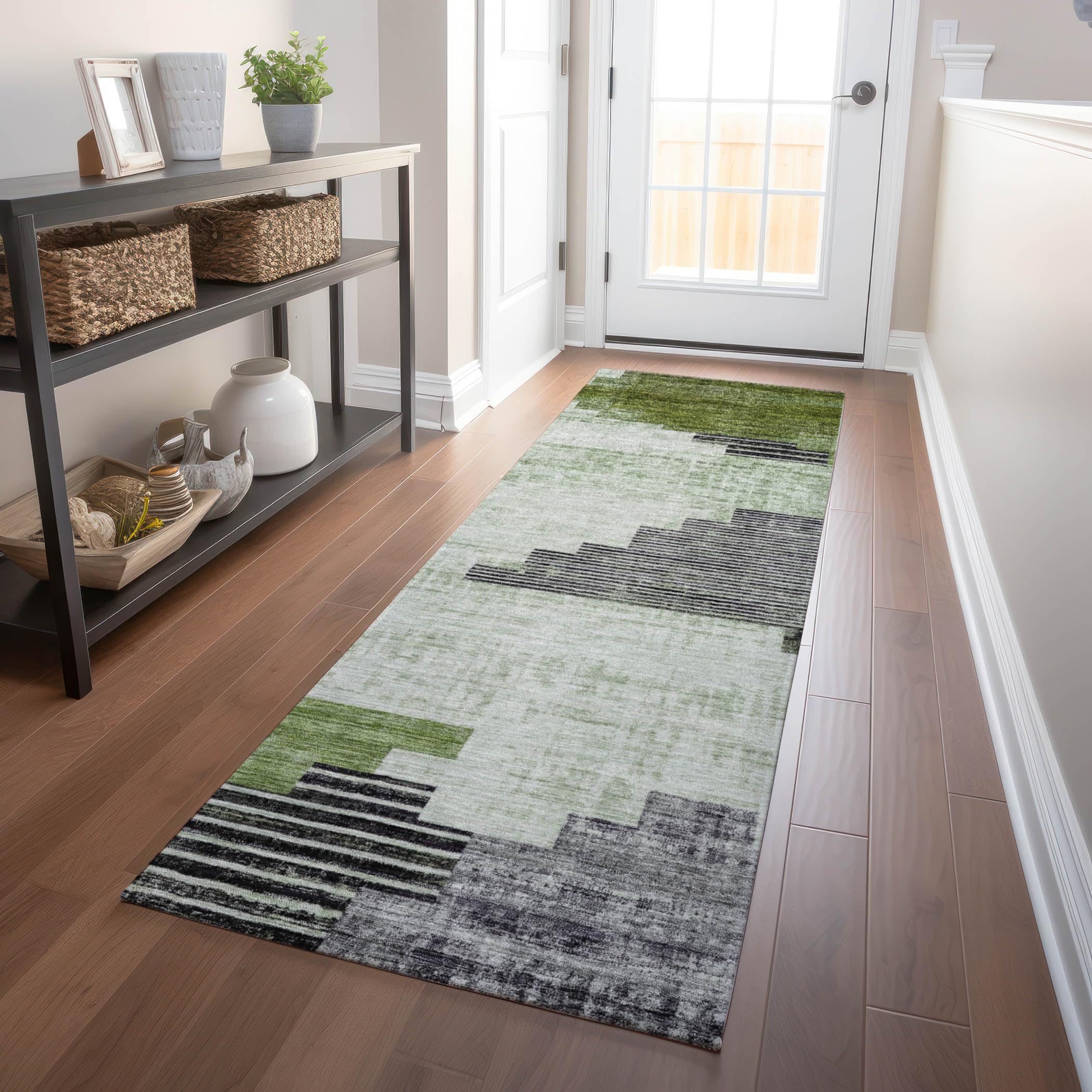 Machine Washable Indoor/Outdoor Chantille Fern 23 x 76 Runner Rug