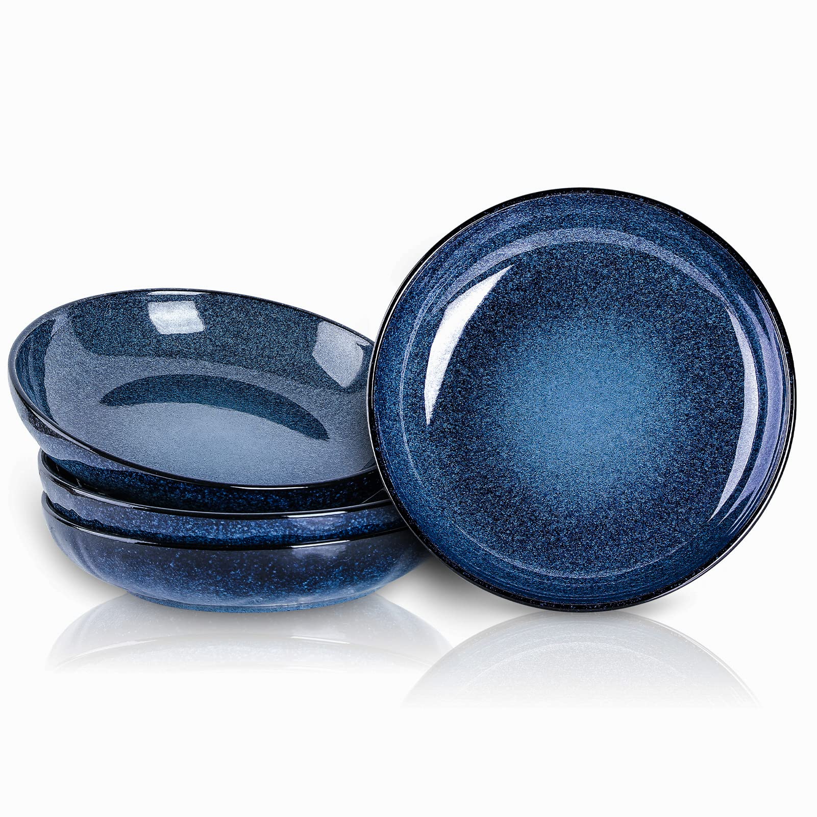 Vicrays Large Salad Pasta Serving Bowls Ceramic Wide Shallow Bowls Set 47 Ounces Big Dinner Plates Bowls Porcelain 10 Inch Low F