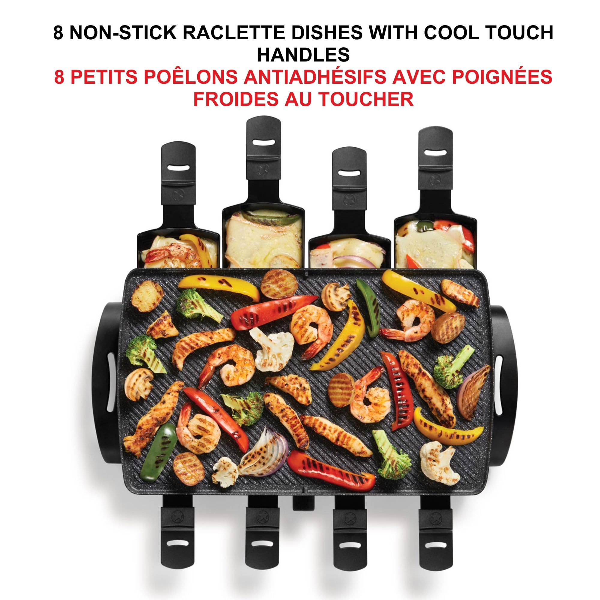 Starfrit The Rock Electric Raclette - 8 Person Party Grill - 8 Spatulas - Reversible Plate - 1500W