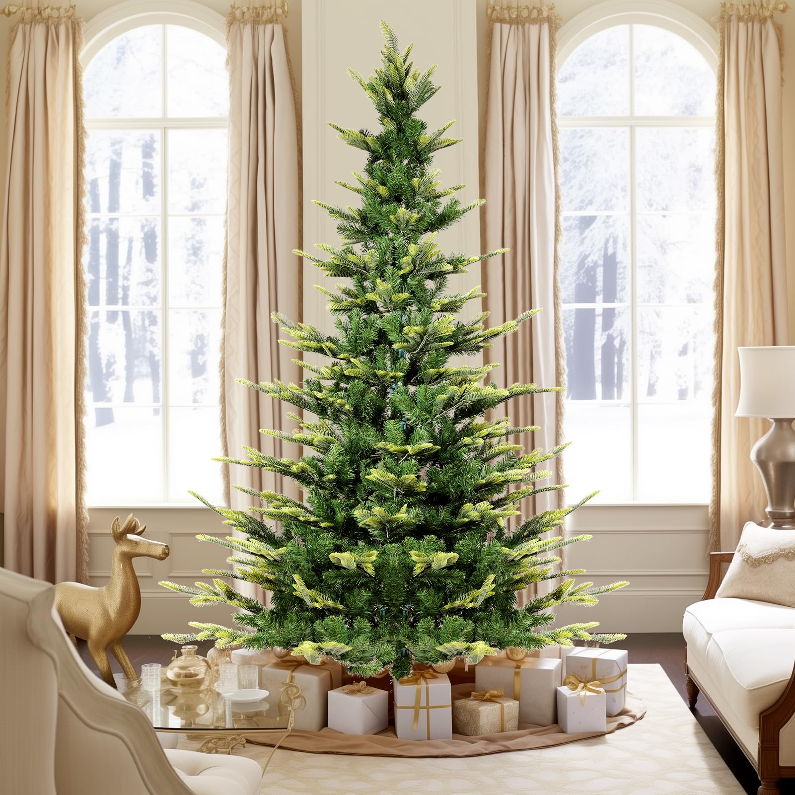 WBHome 7.5 FT Artificial Christmas Tree Sparse Christmas Tree, Green