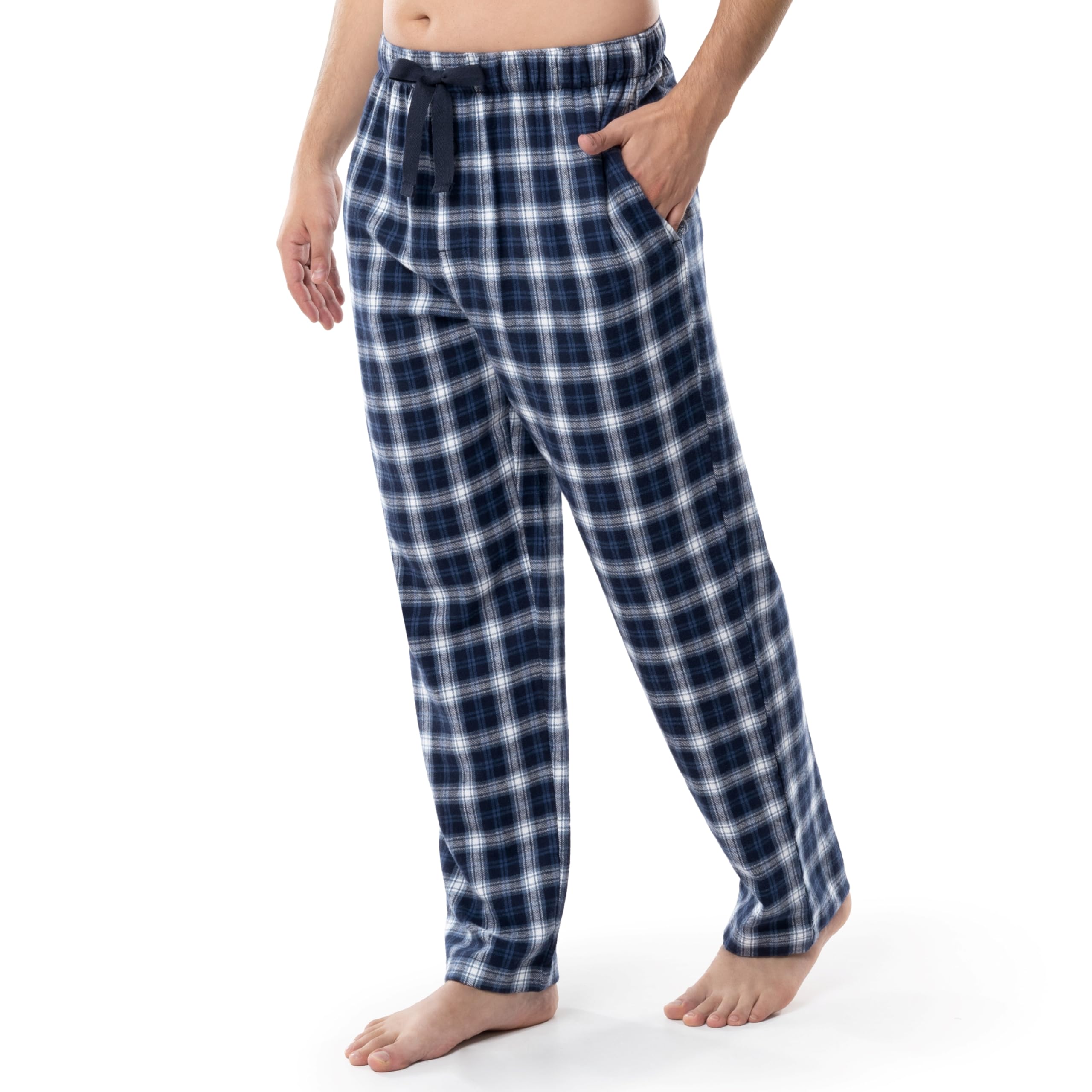 Fruit Of The Loom Mens Yarn-Dye Woven Flannel Pajama Pant, Navy Plaid, Small