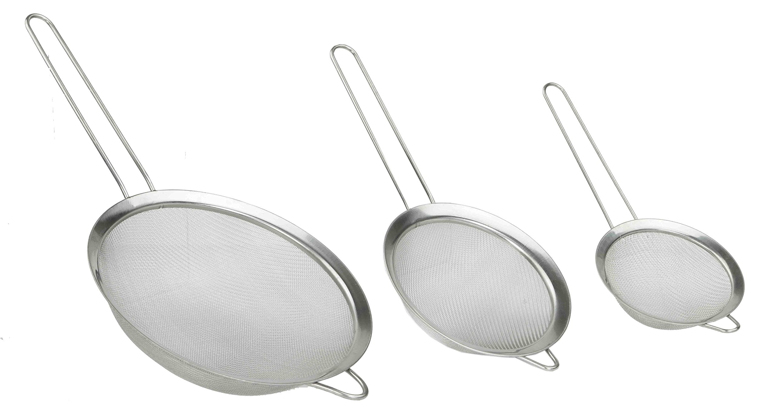 Home Basics Mesh Stainless Steel Strainer 3 Piece Set, Silver
