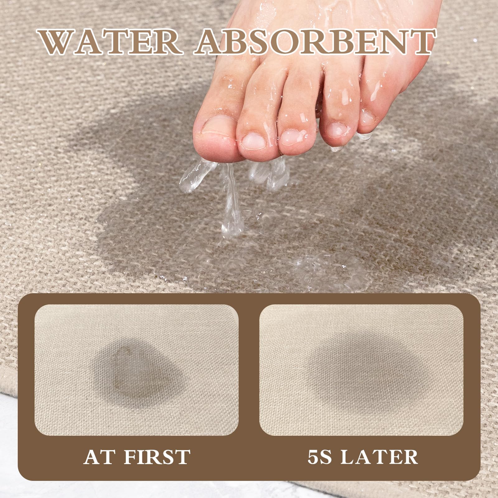 Chakme Bathroom Rugs Mat 36X25, Ultra Thin Non Slip Bath Mat Large Quick Dry Absorbent Bath Mat For Bathroom Floor, (Light Beige