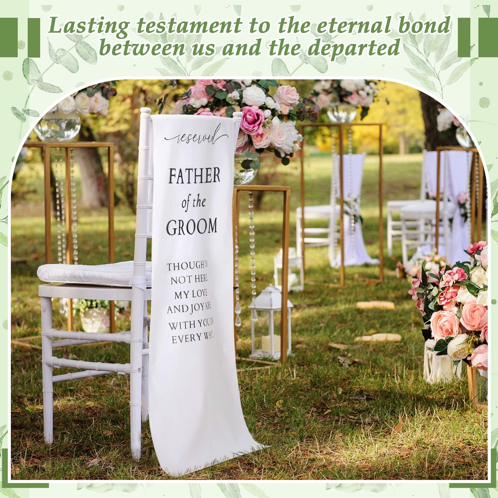 HunnmingRe Father of the Groom Wedding Memorial Reserved Chair Sign Banner in Loving Memory of Parents Celebrating from Heaven W